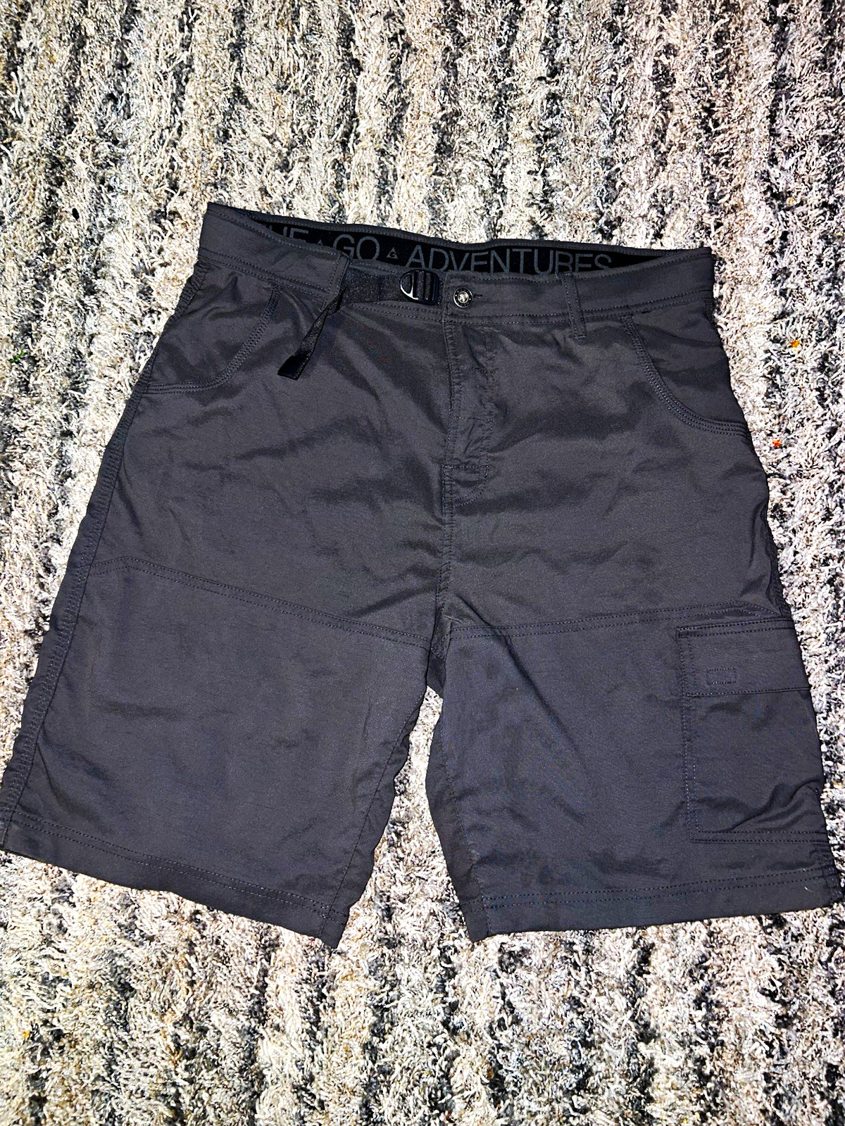 Gerry Men’s Gray Solid Cargo Shorts Flat Front Zipper/Button Closure Pockets