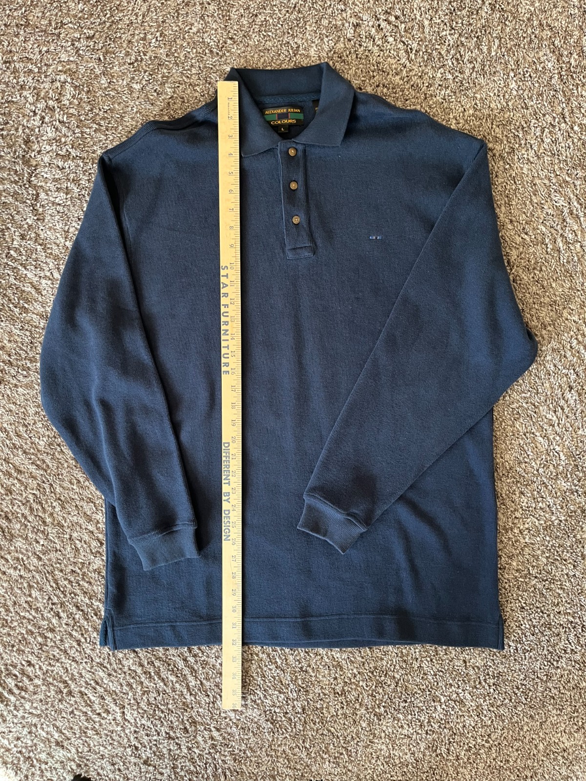 Vintage Alexander Julian Colours Mens Sweater Blue Large 100% Cotton Preppy 90s
