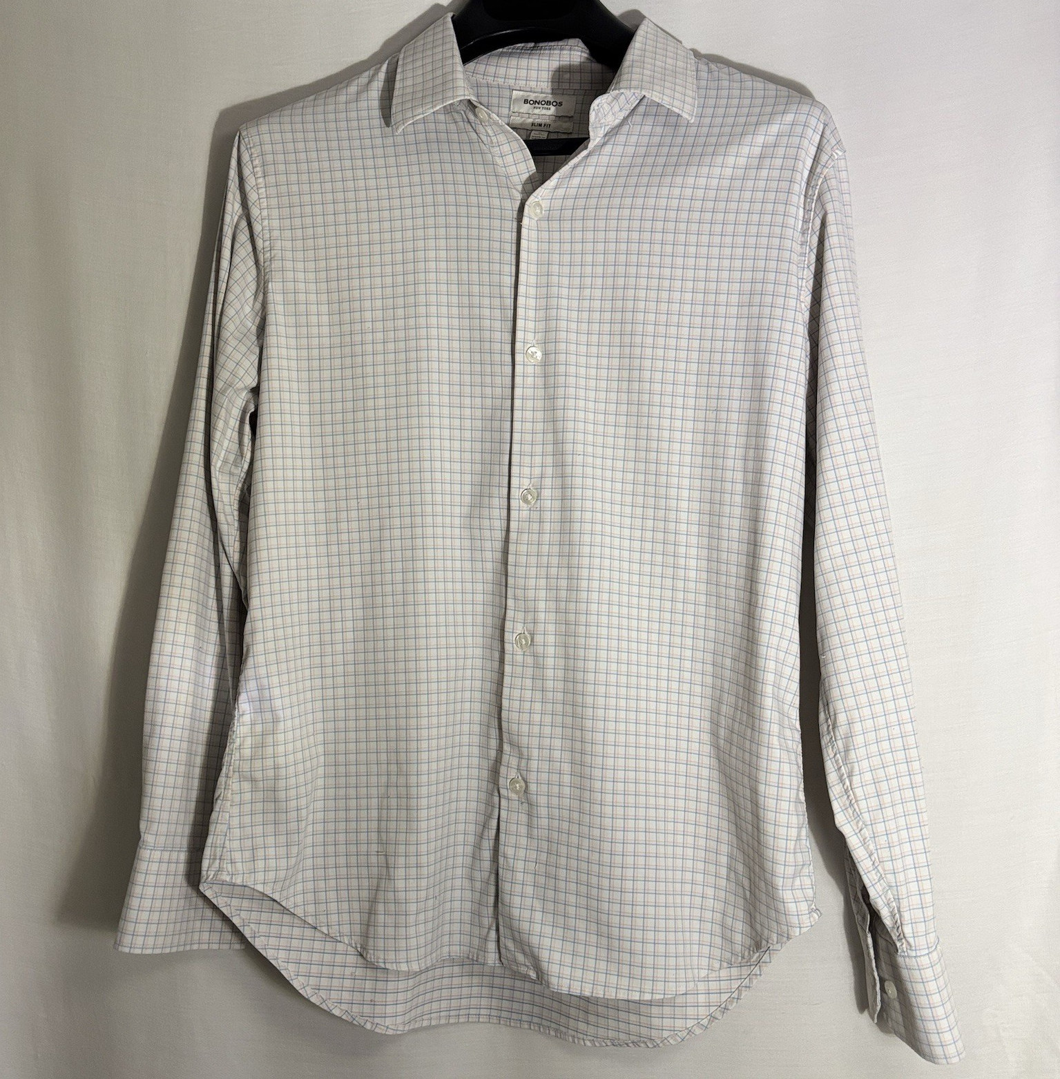 Bonobos Non-Iron Slim Fit Check Dress Shirt White/Blue/pink M
