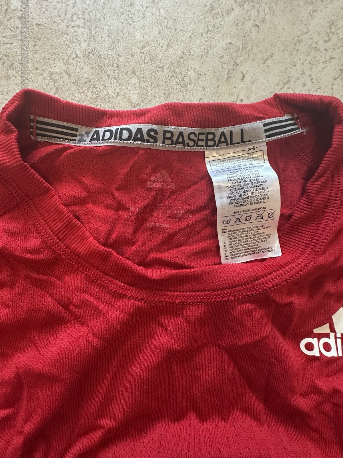 adidas ClimaCool Men’s Red Compression Breathable Crew Long Sleeve Tee XL