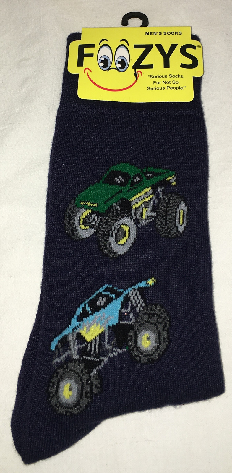 Mens Foozys Novelty Crew Socks Monster Trucks Size 10-13 New 1 Pair