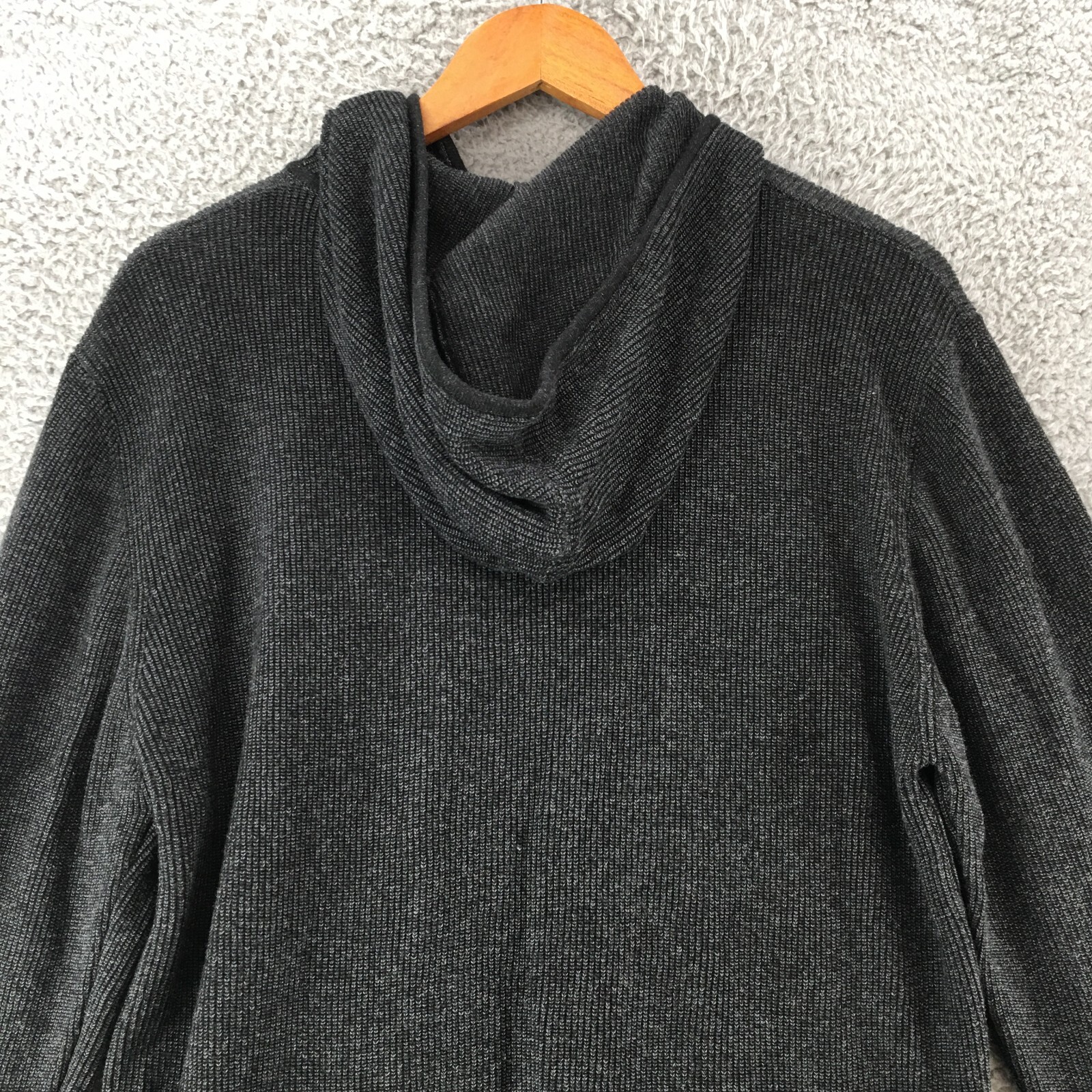 Carbon Knit Full Zip Hoodie Jacket Mens XL Black Cotton Sweater Slip Pockets NWT