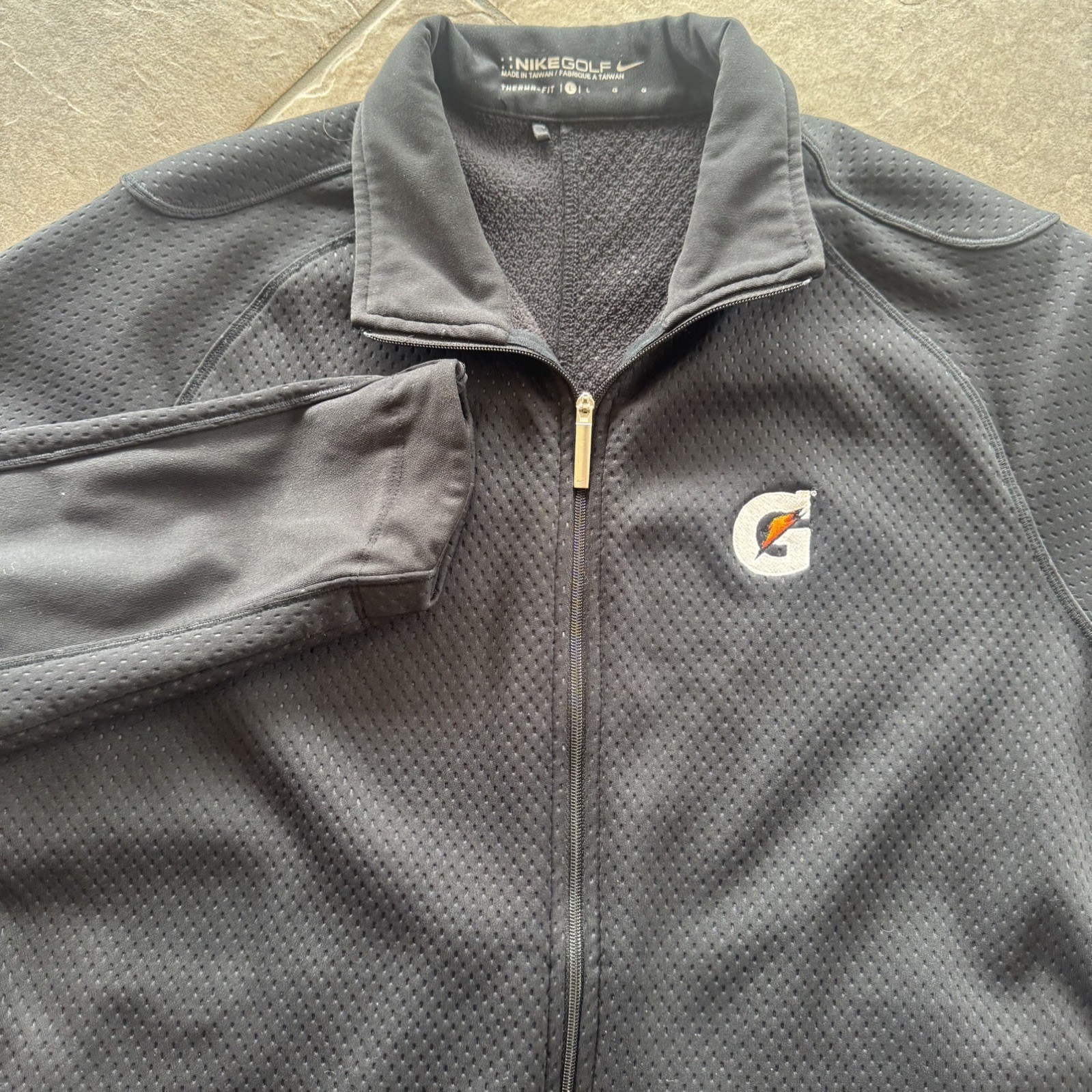 Nike Golf Gatorade Therma-fit Size L Full Zip Black Collard Athletic