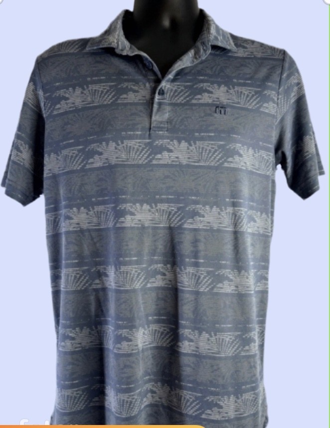 Travis Mathew Prestige Grey Stripes with Palm Fronds. NEW. Size L