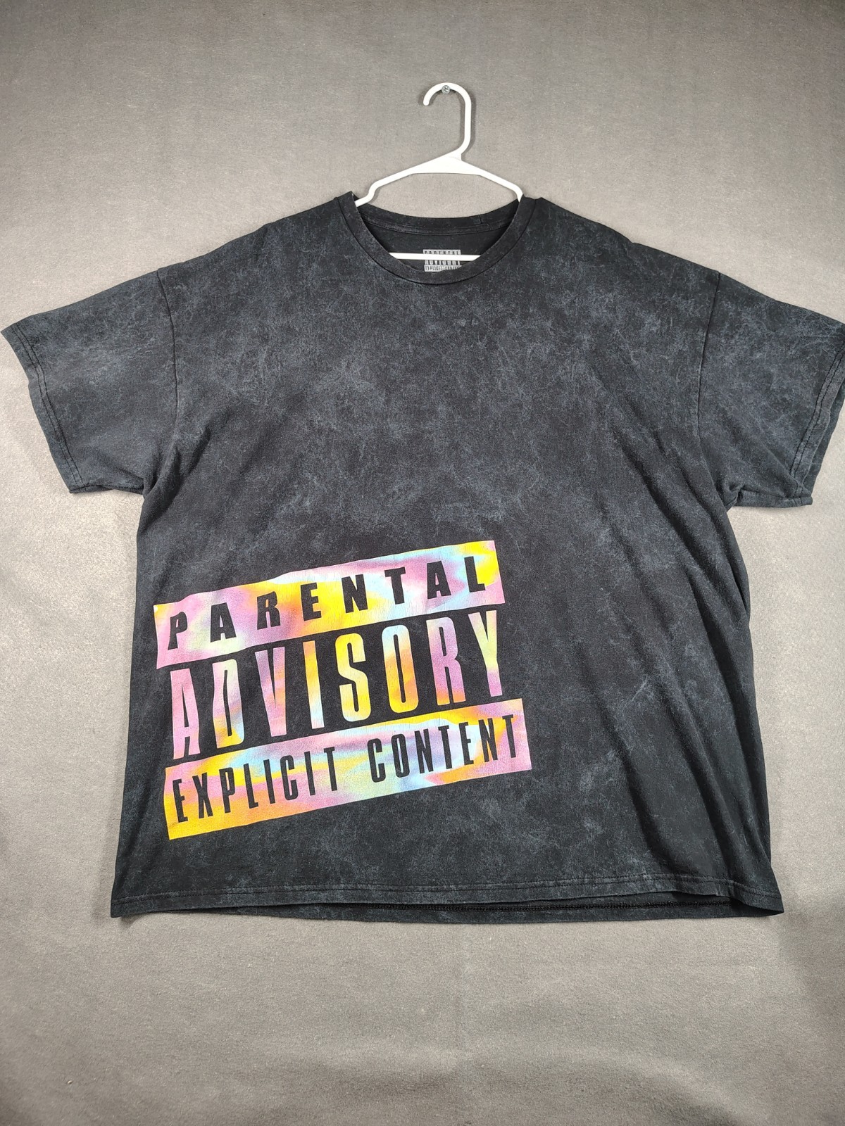 Philcos Parental Advisory Mens 4XL T Shirt Black Faded Oversized Grunge Goth Emo