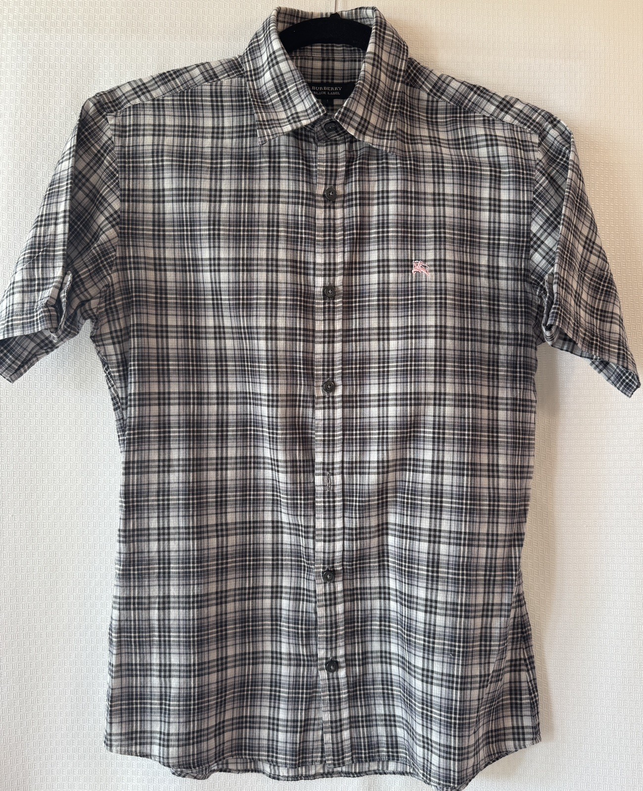 Burberry Black Label Plaid Short Sleeve Shirt Size 1 Men S 100% Cotton Japan Exc
