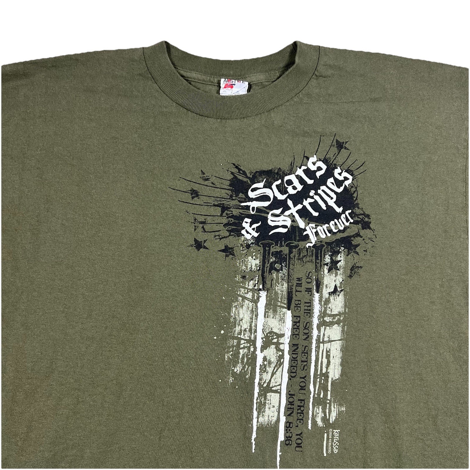 Y2K Jesus Tee Shirt XL Bible Verse Stars And Stripes Forever Jesse Pinkman