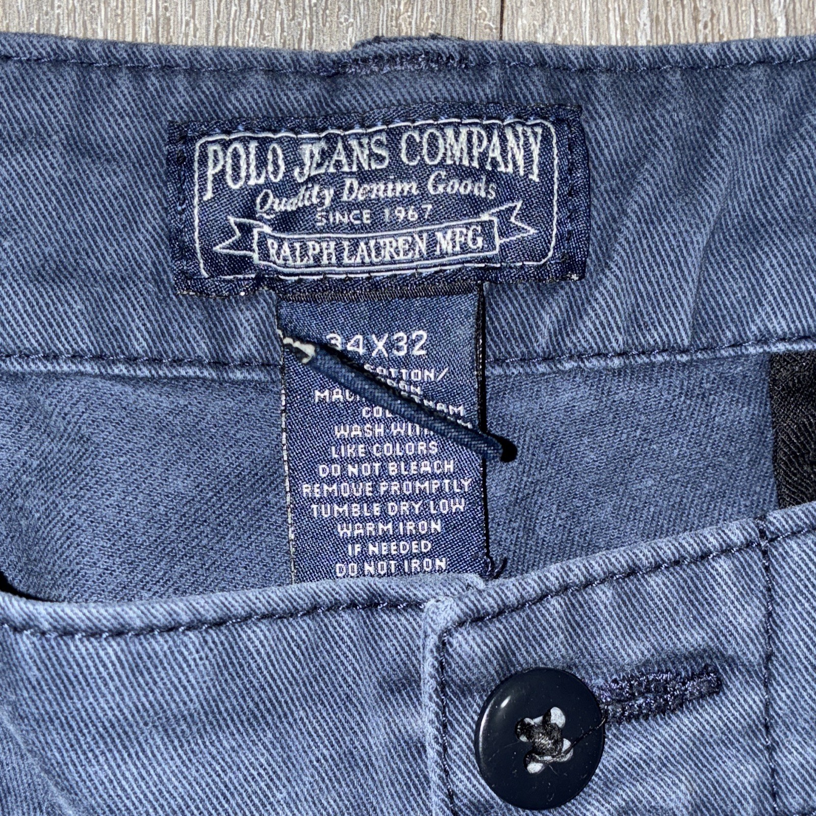Polo Jeans Company Men’s Blue Chino Pants Cotton Denim 34W