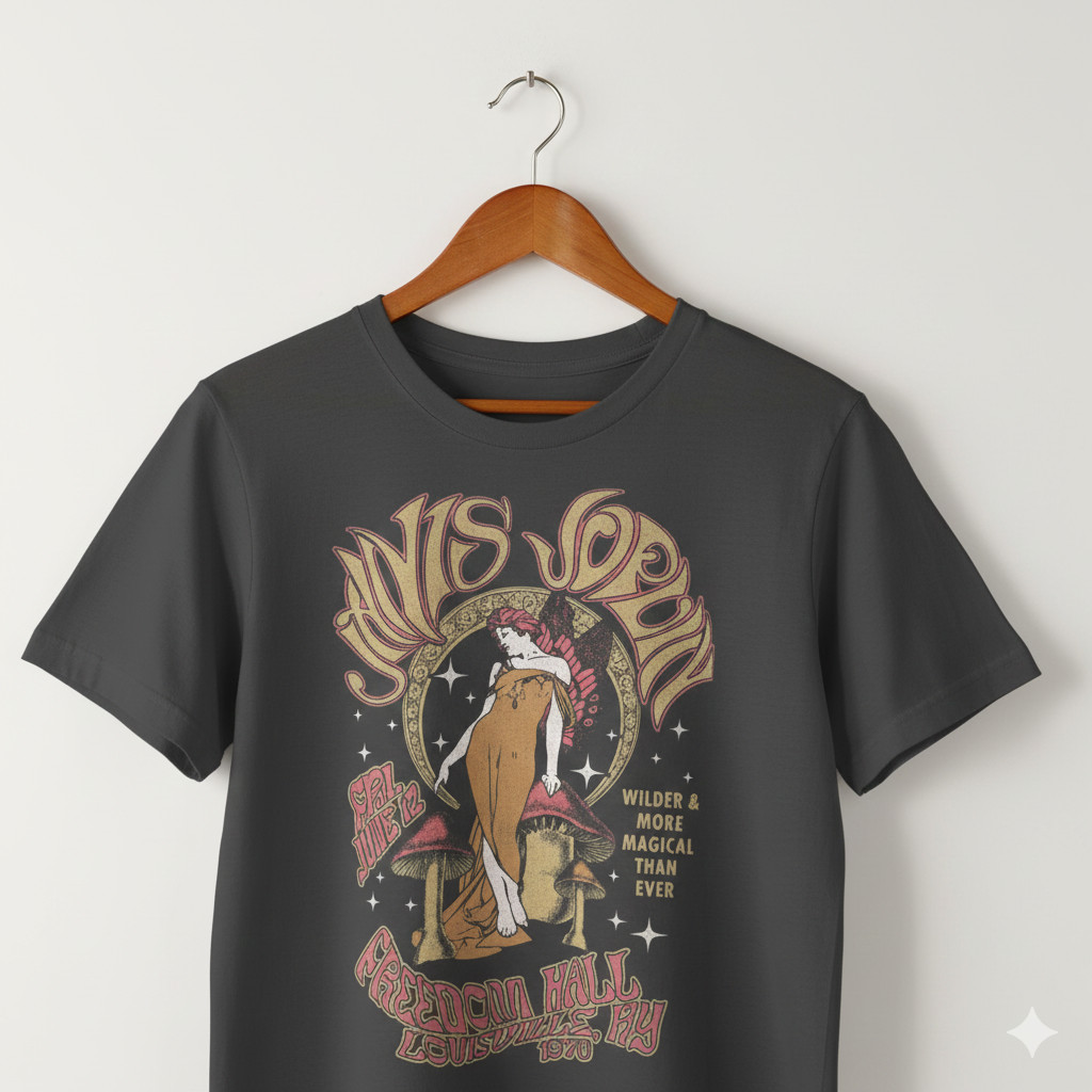 Janis Joplin Freedom Hall 1970 Graphic T-Shirt Unisex Vintage Rock Tee – S316