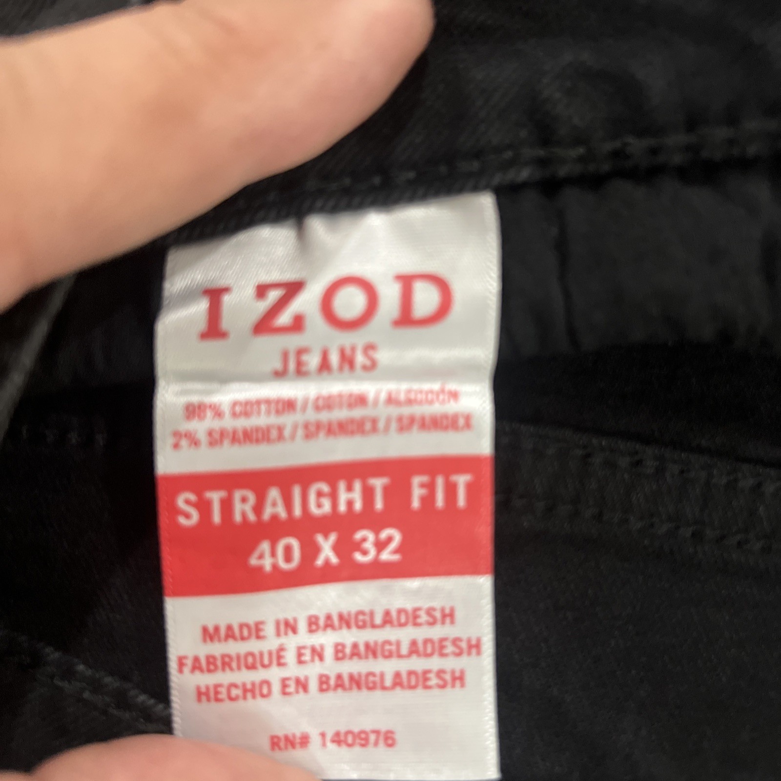 IZOD Men’s Straight Fit Jeans Black 40×32 Stretch 5 Pocket NWT