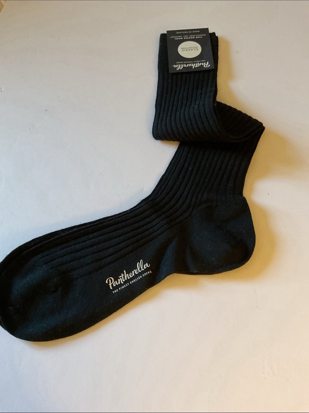 PANTHERELLA 6796 LABURNUM MENS FINE WOOL KNEE HIGH SOCKS BLACK SIZE MEDIUM NWT
