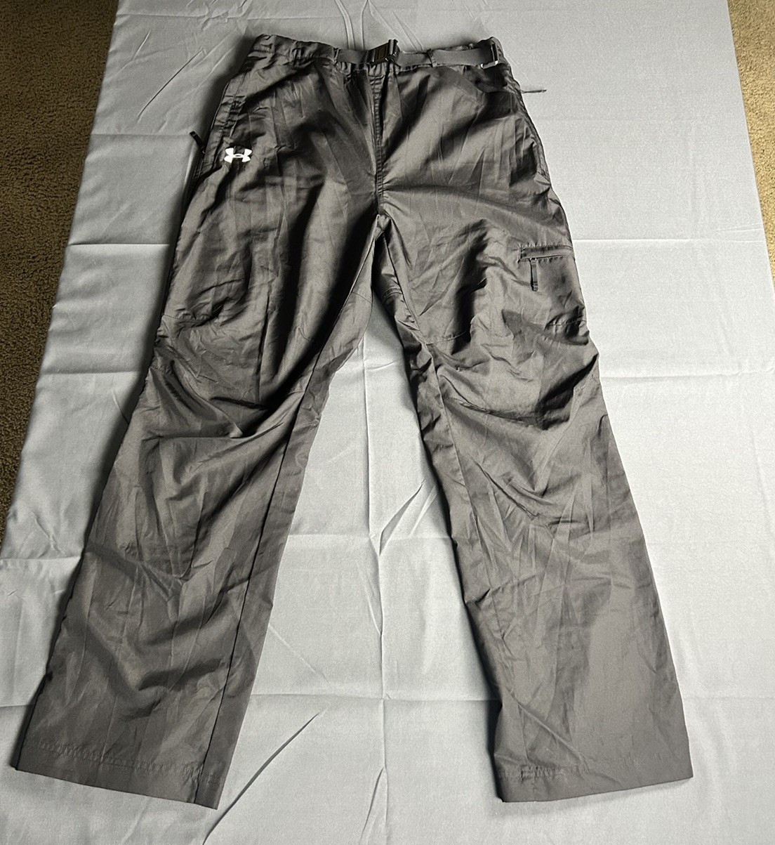 Under Armour Men’s Rain Pants M Regular Gray Polyester Woven Pull-On Pockets