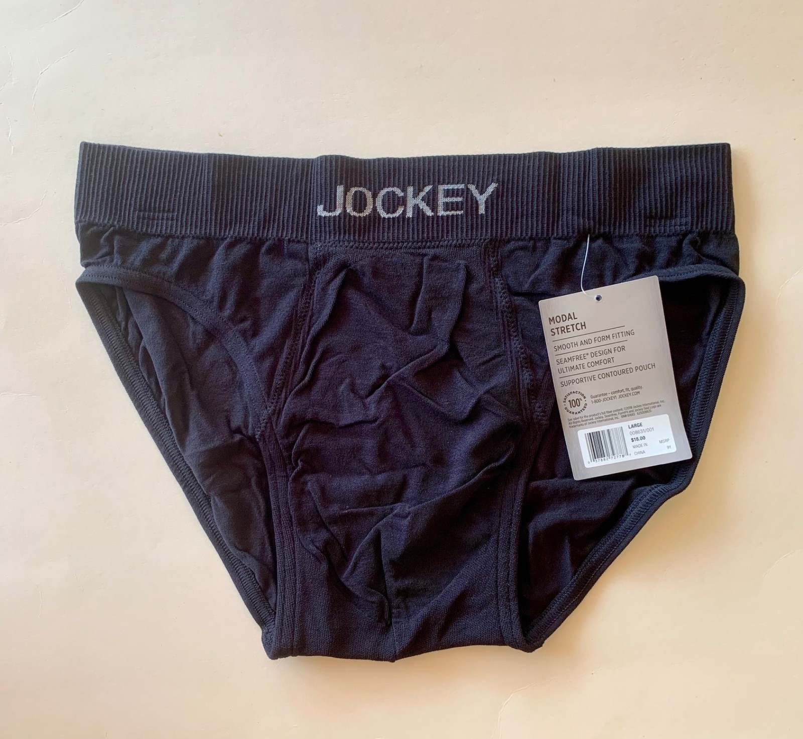 Jockey Men’s FormFit Lightweight Large Seamfree Bikini Brief Black Discontinued