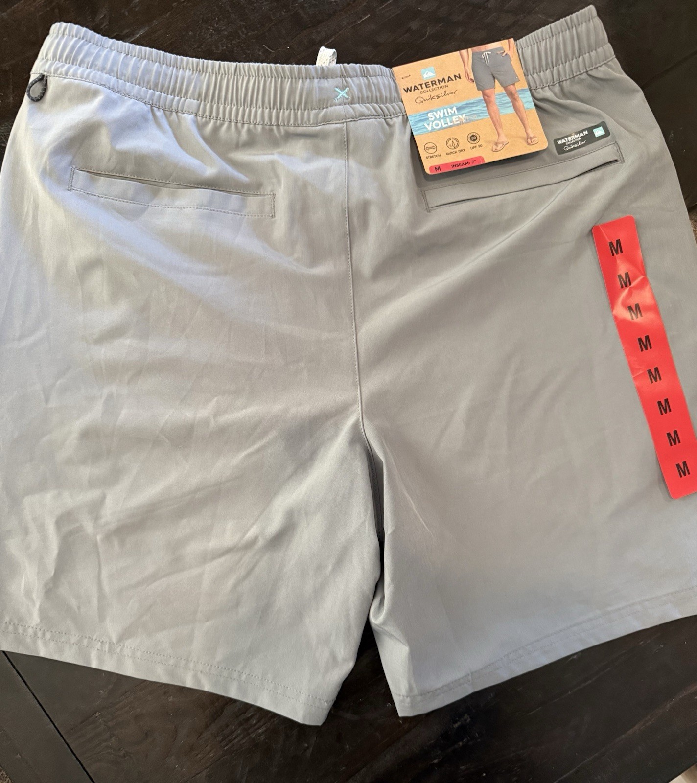 Quicksilver Waterman Board Shorts Mens Size Medium Elastic Waist Gray
