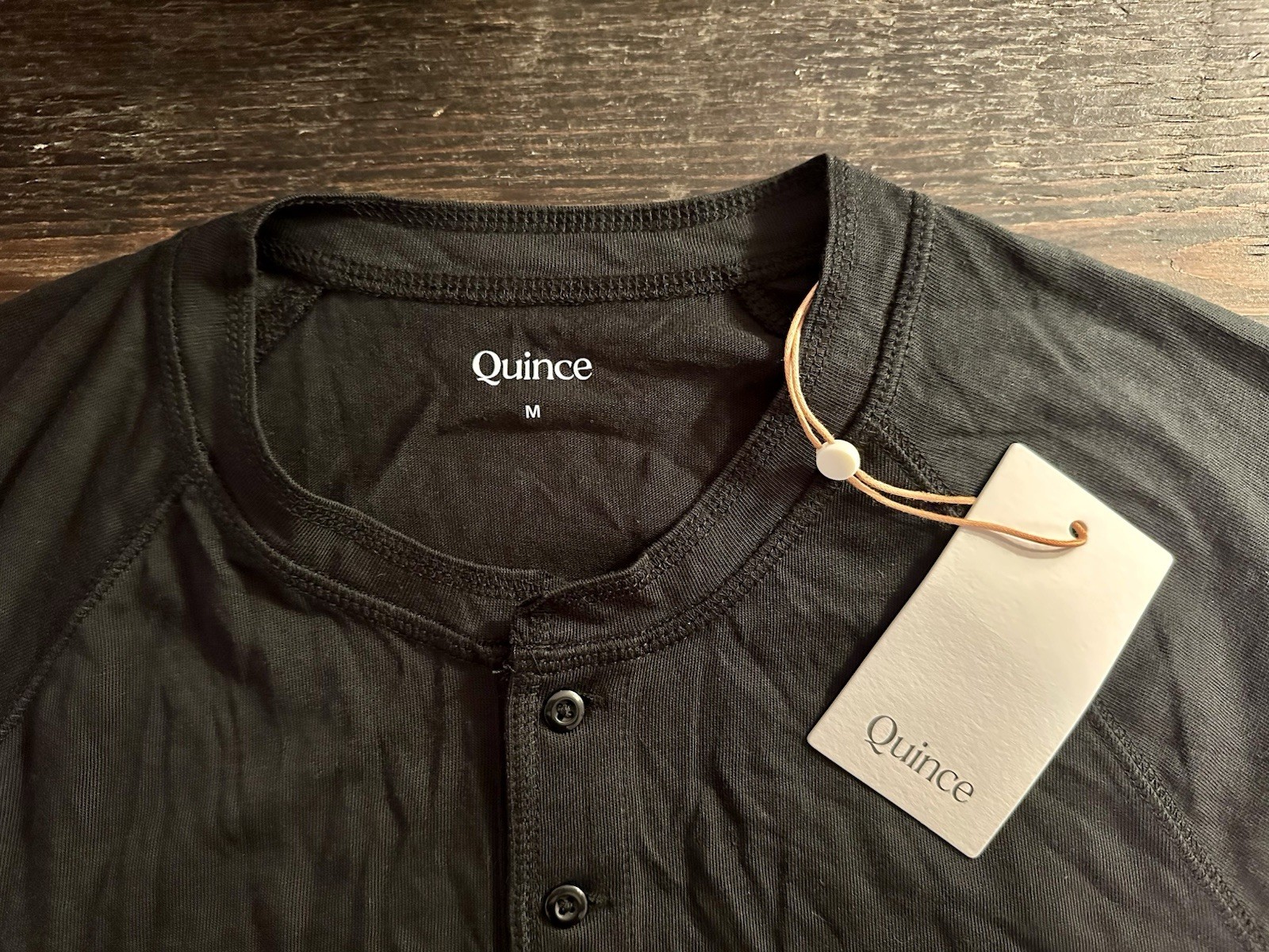 Quince Cotton-Modal Knit Long Sleeve Henley T-Shirt, Black, Men’s M
