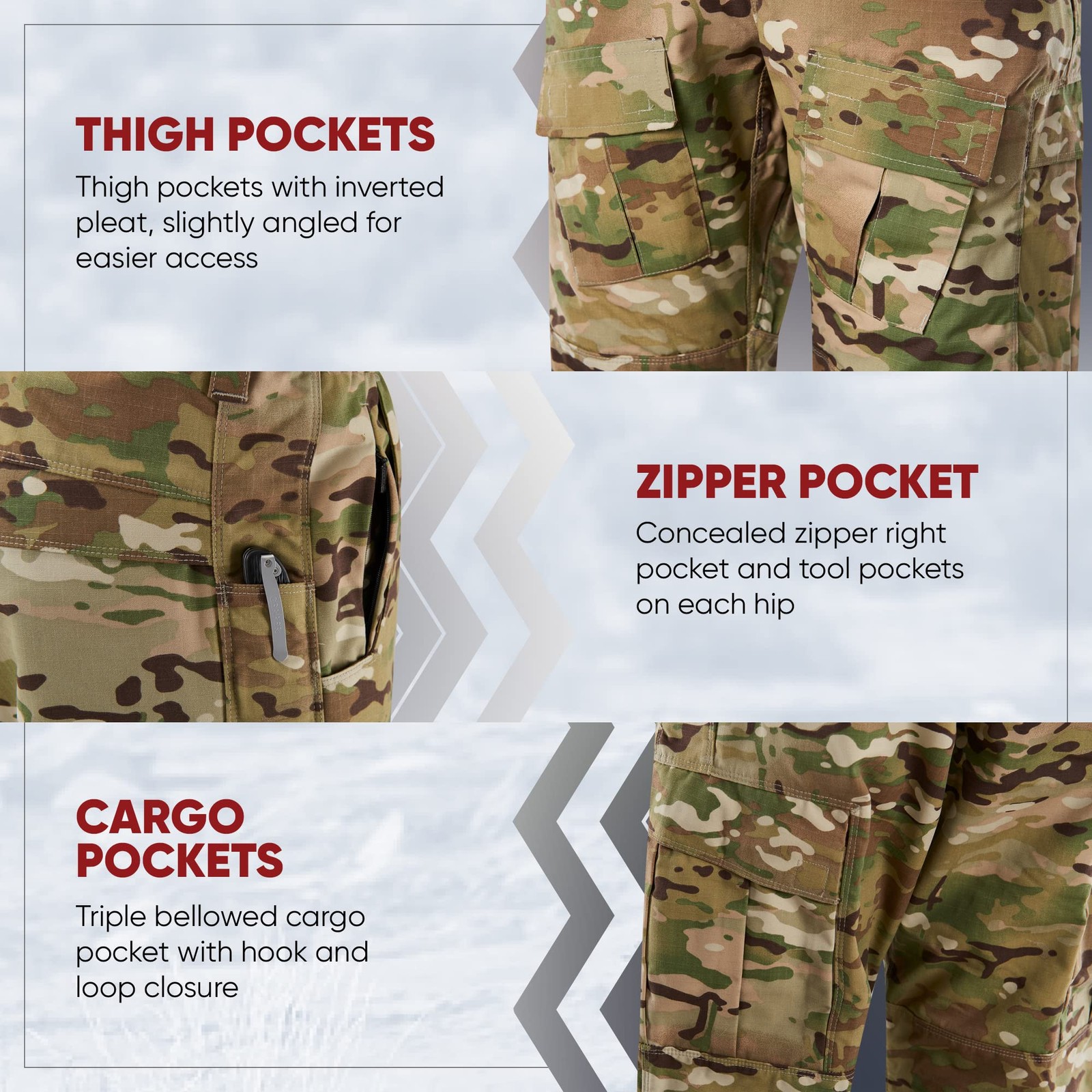 Vertx Mens Recon Combat Overt Tactical Gear Uniform Cargo Pants Multi-cam 36×36