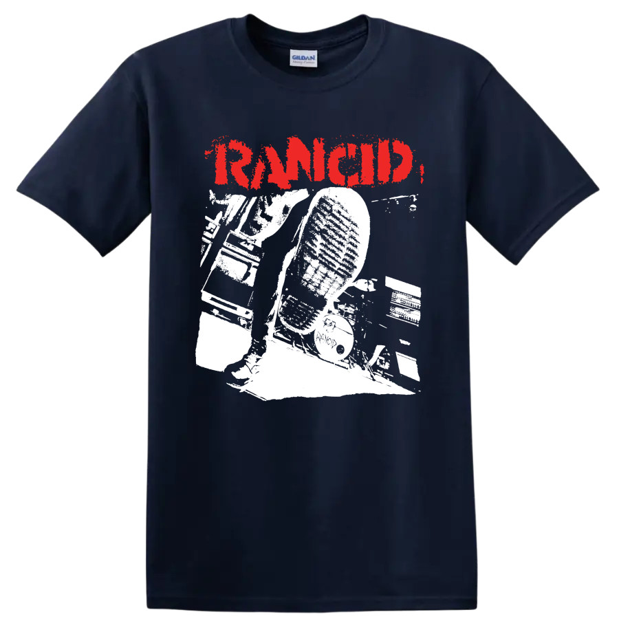 Rancid Punk Rock Band T Shirt Red Distressed Logo Music Fan Graphic Arts Tee