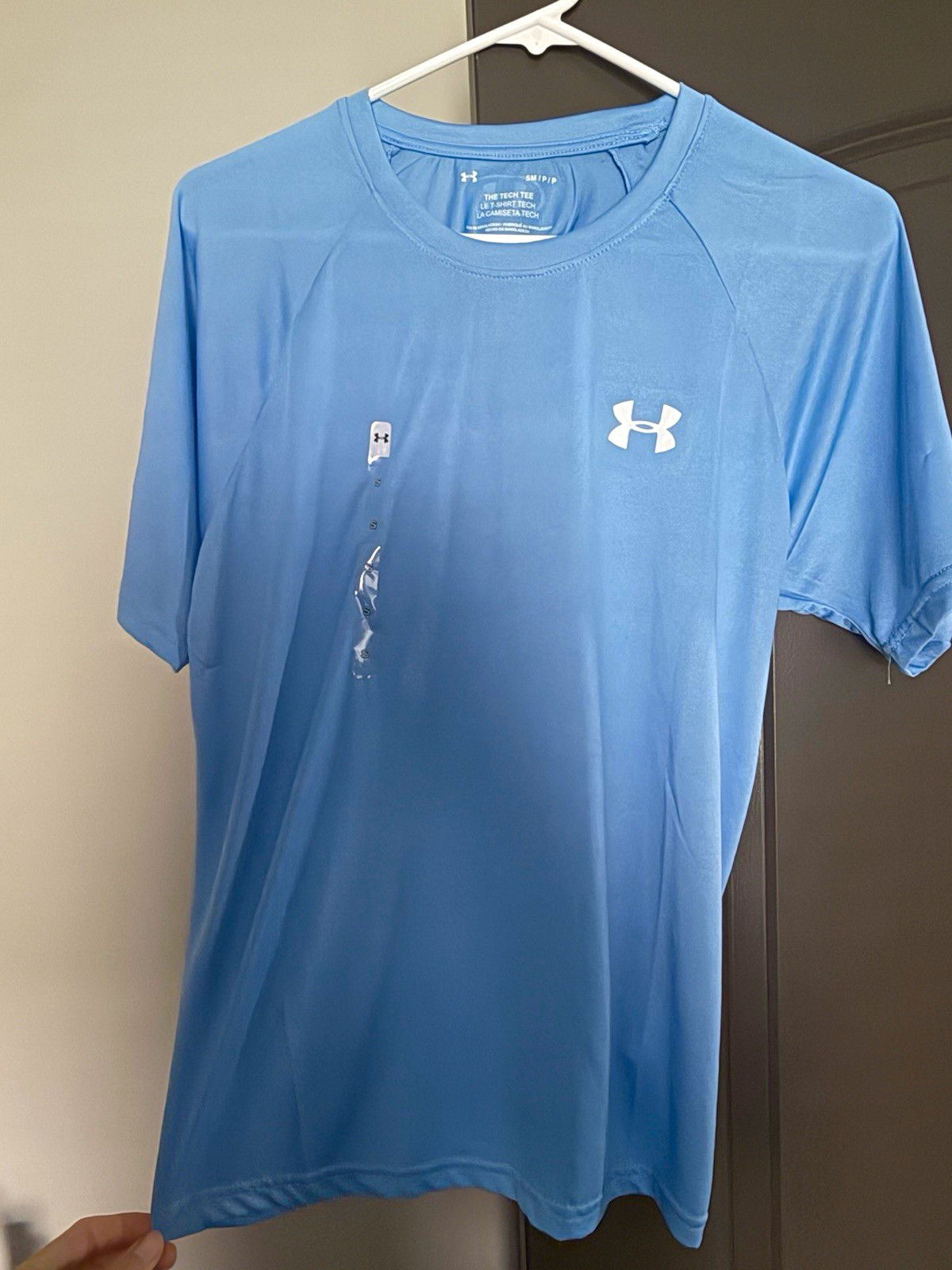 Under Armour Tech Tee Men’s SM Blue Short Sleeve Crew Neck Loose Polyester Logo