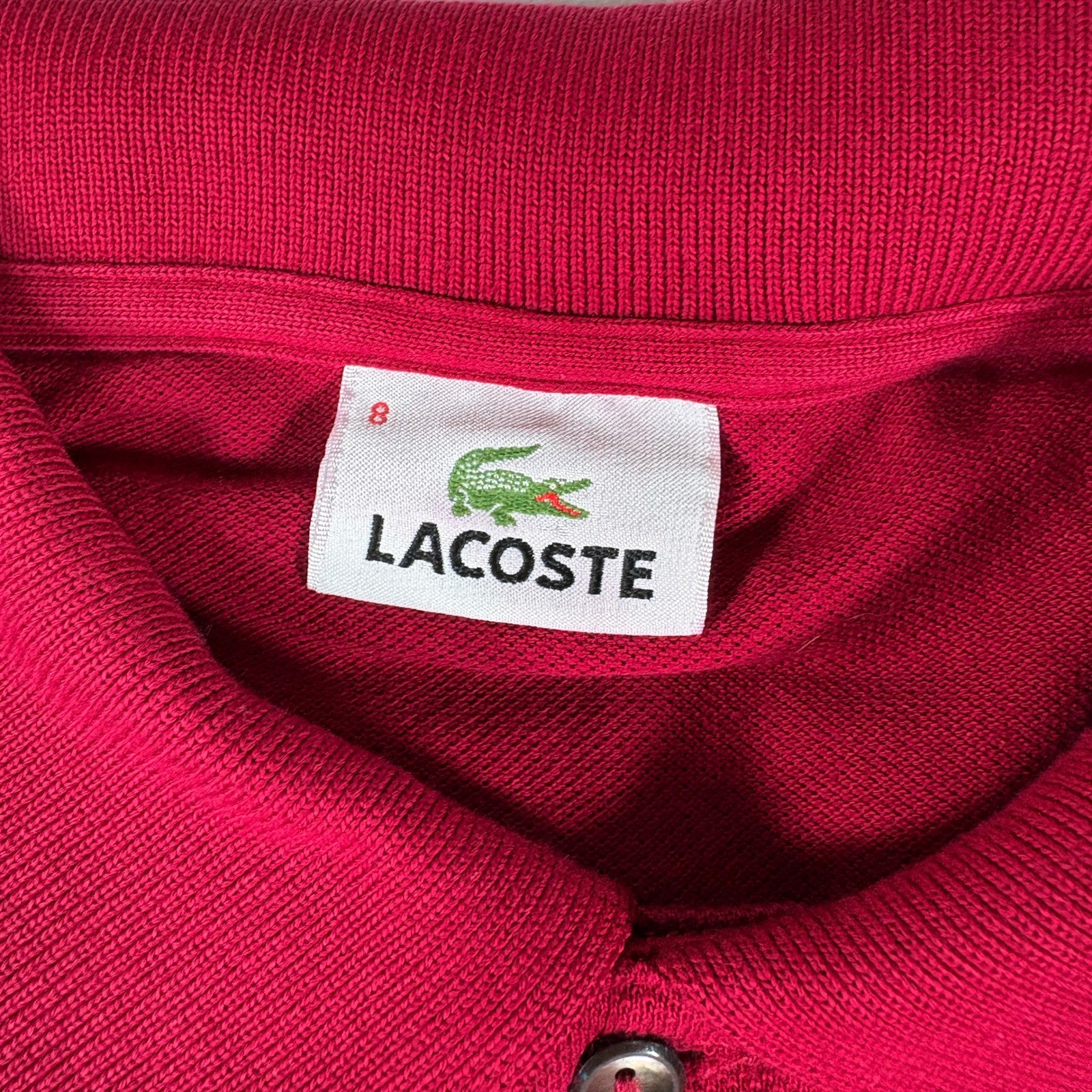 Lacoste Mens Burgundy Red Plum Pique Short Sleeve Polo Shirt Size 8 XXL