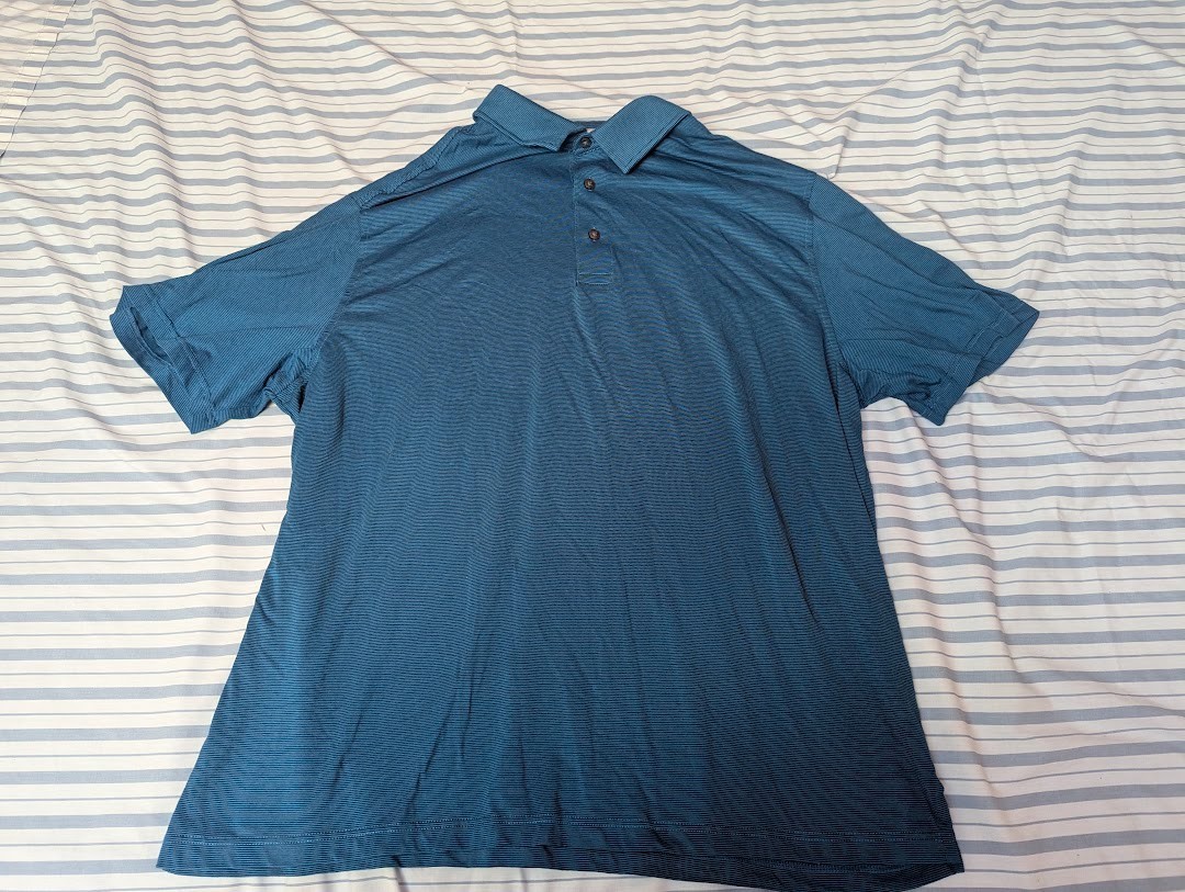 Van Heusen Men’s 2XLT Blue Micro Stripe Polo Shirt Big & Tall Stretch