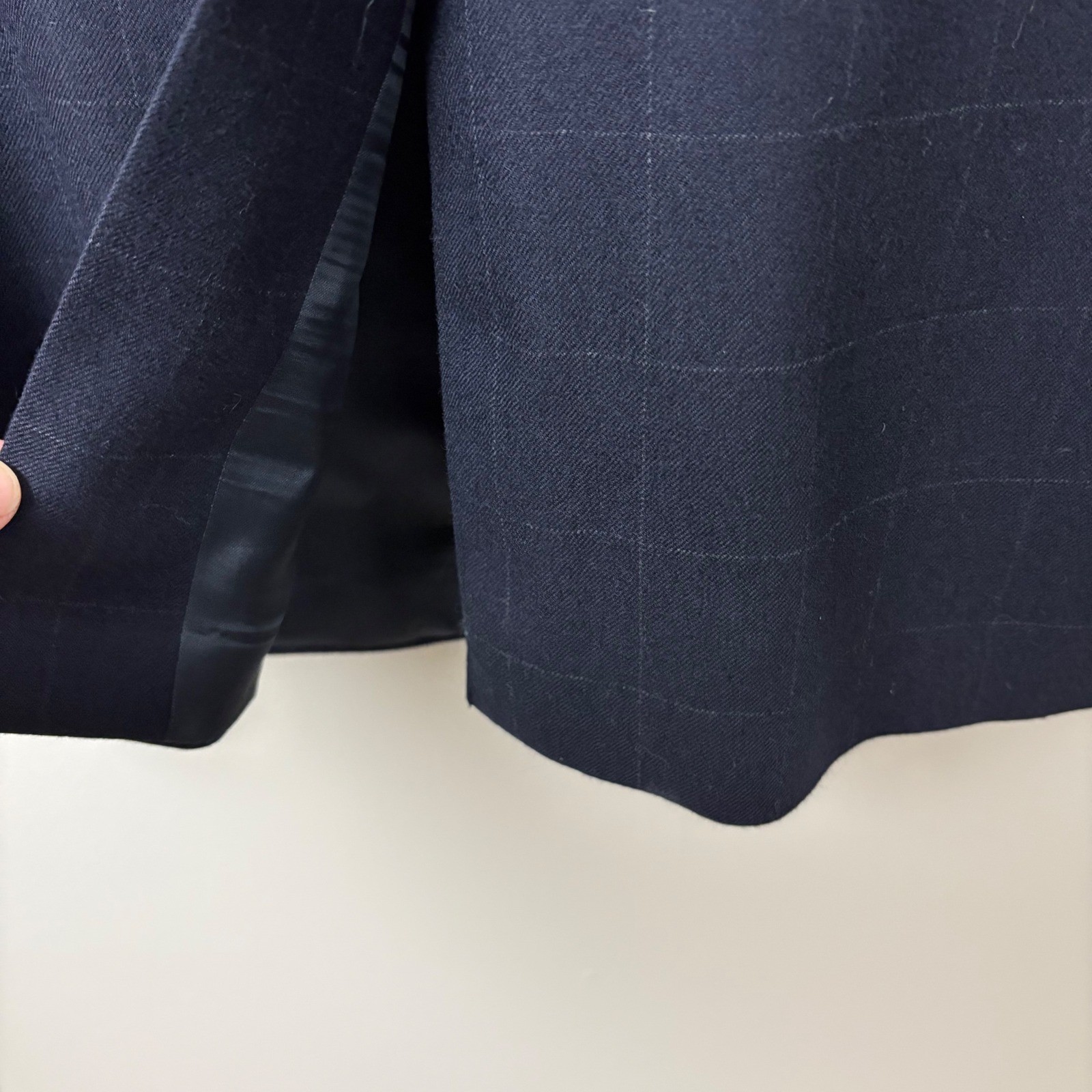 VTG Polo University Club Mens Navy Blue Wool Blazer Jacket Size 44T Window Pane