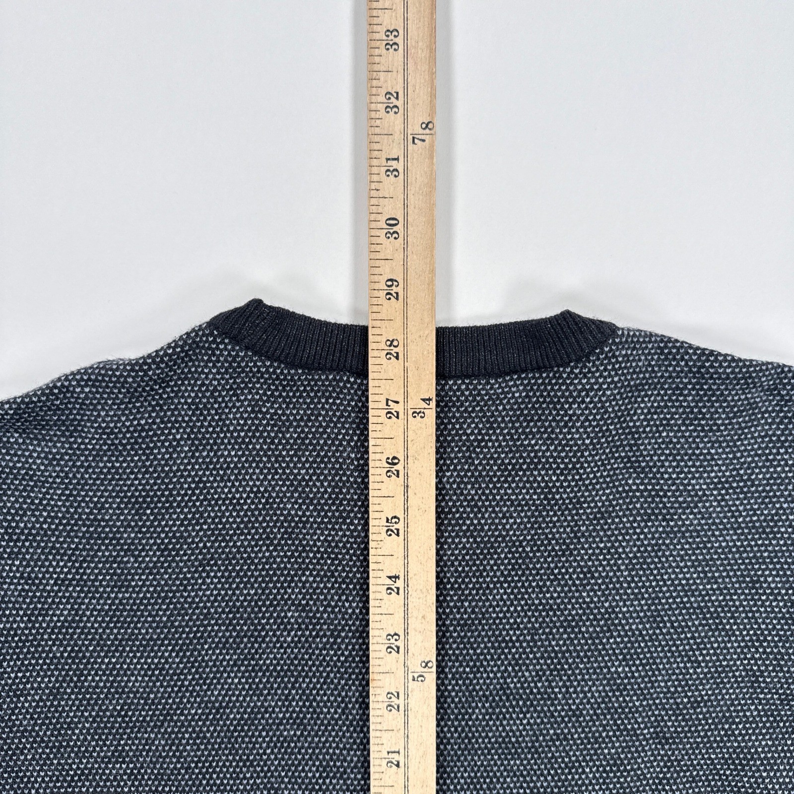Fair Harbor Mens Sweater Large Navy Grey Micro Texture Crewneck Coastal