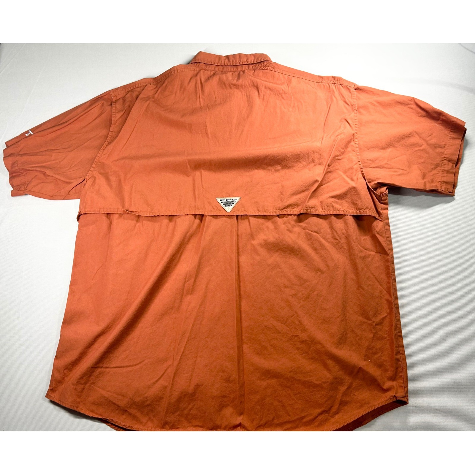 Columbia PFG Mens Texas Longhorns Short Sleeve Fishing Shirt Burnt Orange Large
