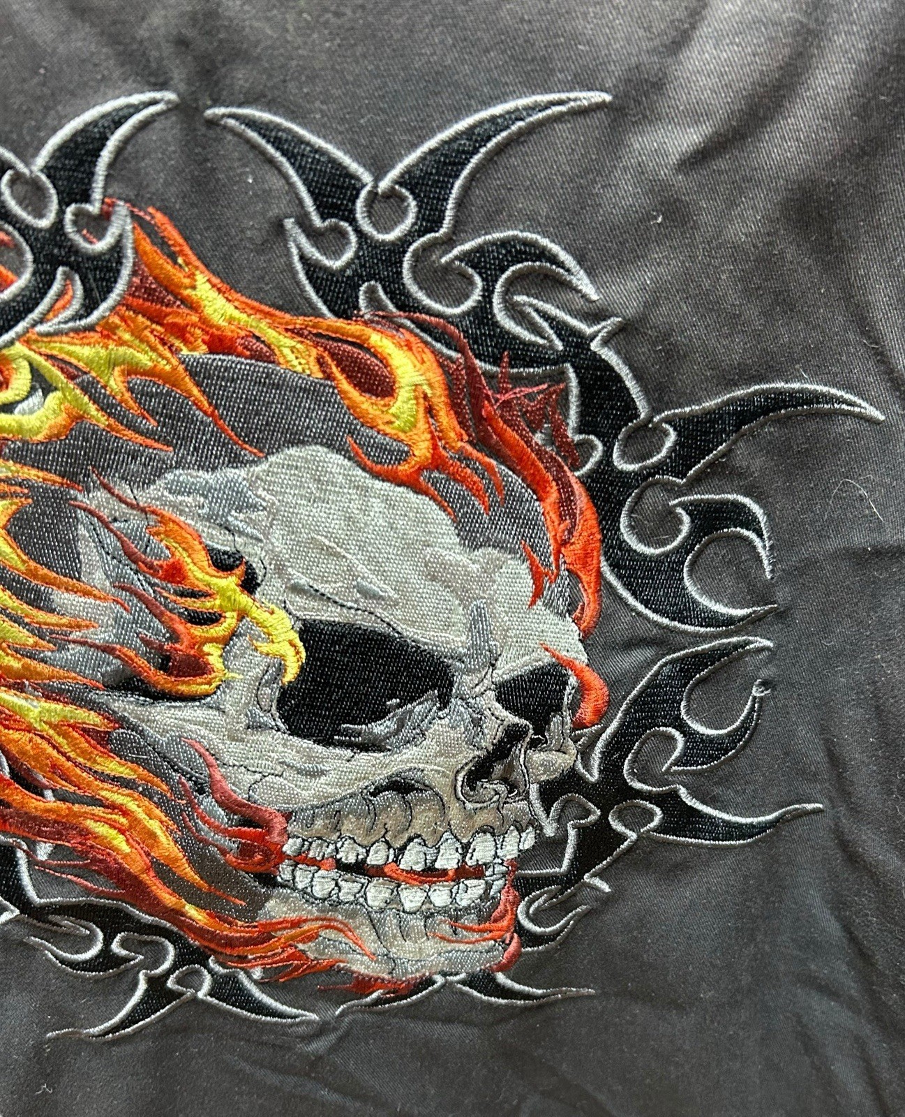 Hot Leathers Men’s Polyester Motorcycle Jacket Burning Skull Size 3XL Black