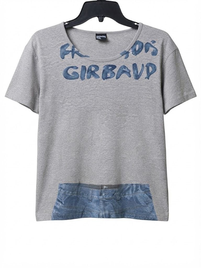 Marithe Francois Girbaud Vintage Logo Graphic T-Shirt with Denim Print Detail