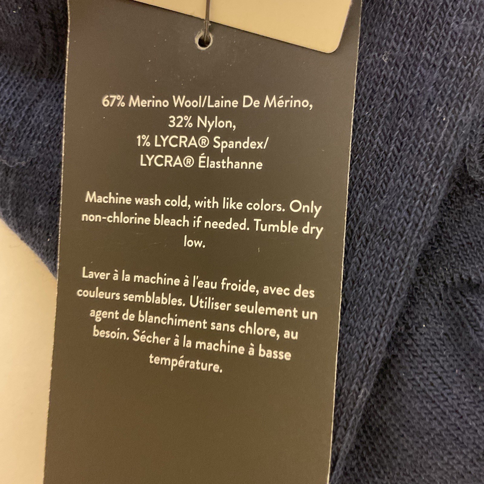 NORDSTROM MENS MERINO WOOL BLEND OVER CALF KNEE HIGH SOCKS TRUE NAVY SMALL NWT