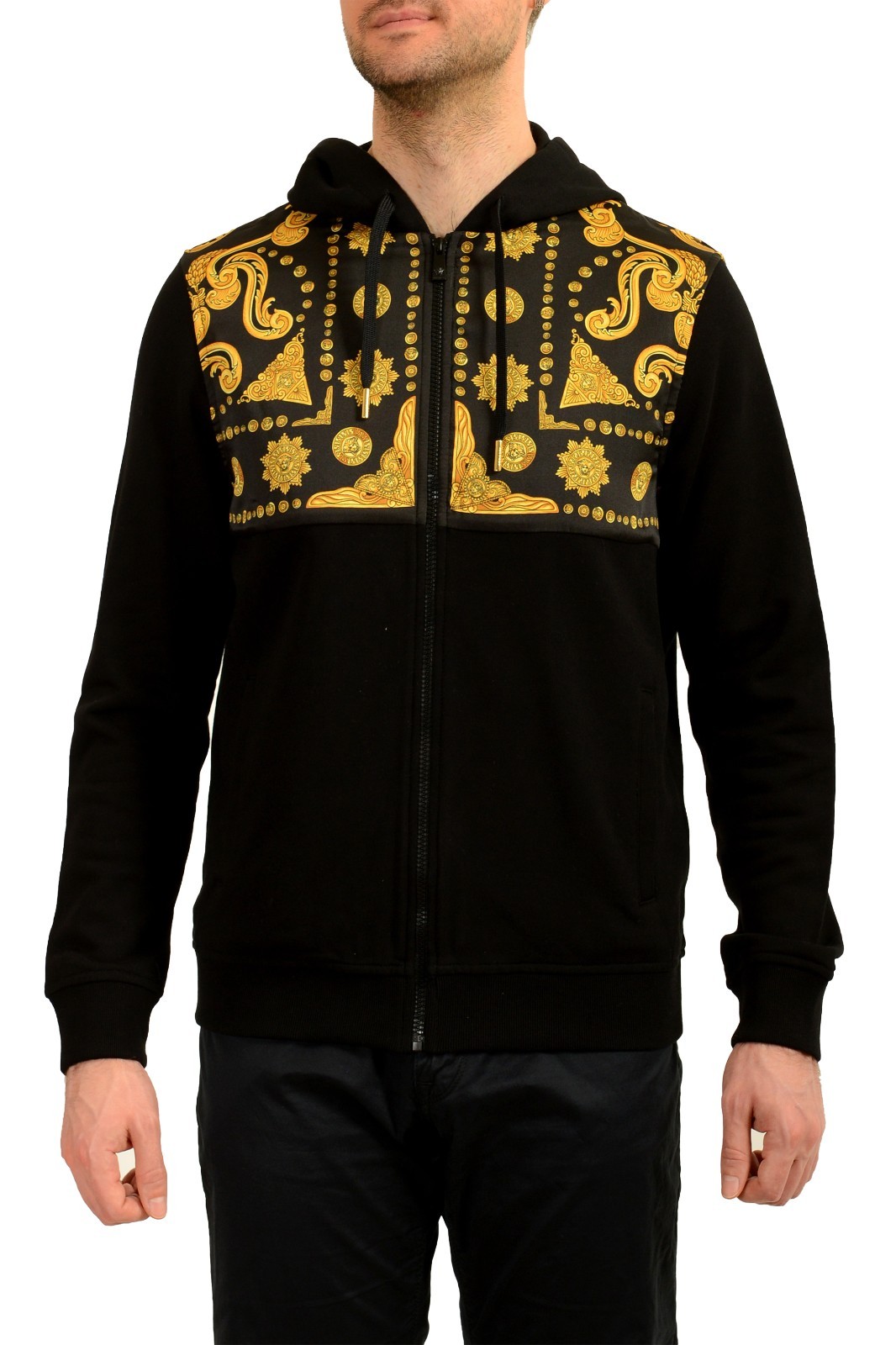 Versace Men’s Signature Barocco Print Hooded Full Zip Jacket Hoodie US 3XL IT 58