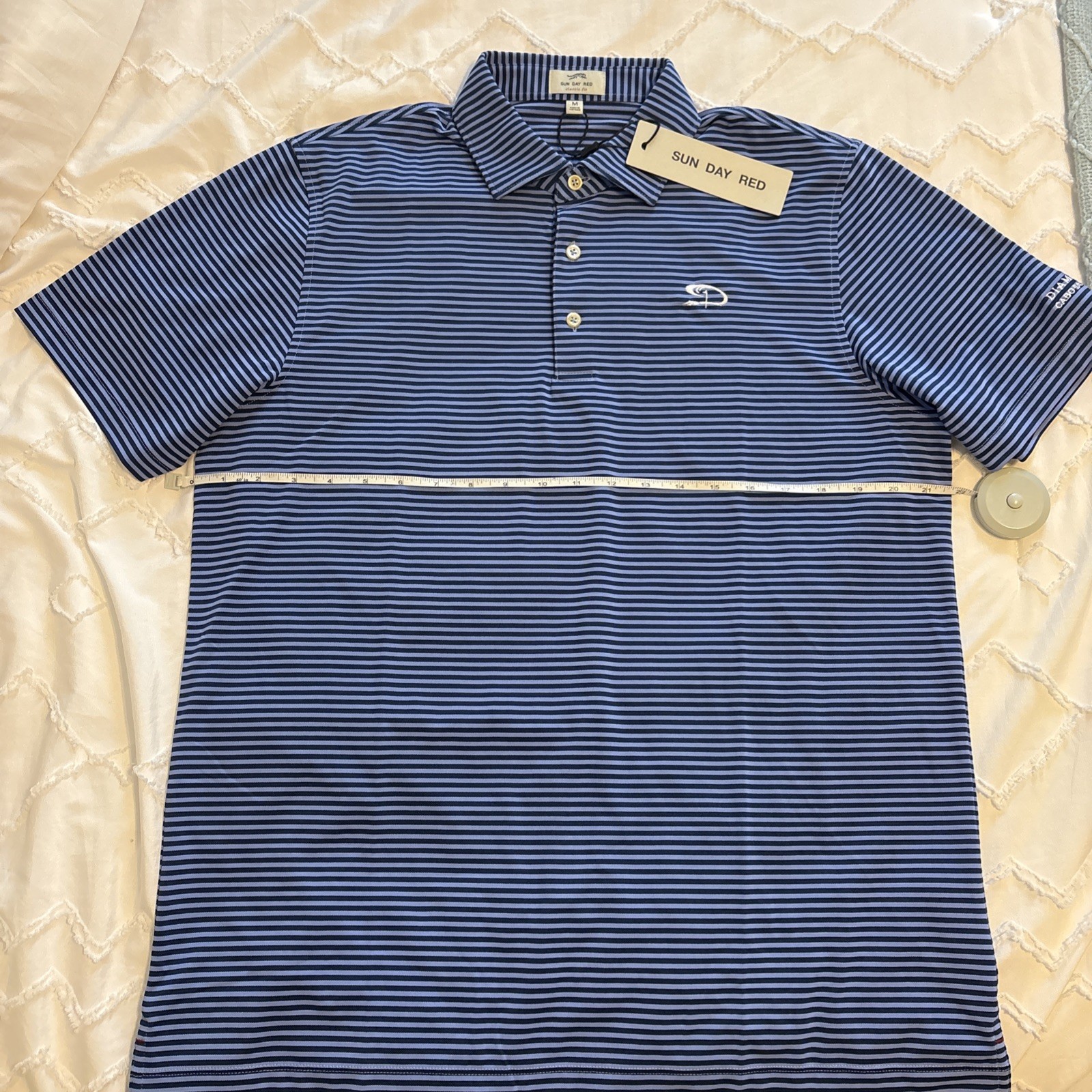 Sun Day Red Pioneer Stripe Polo Estate Blue M Short Sleeve Collared Men’s Logo