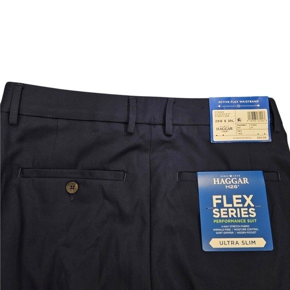Haggar H26 Suit Pants Mens 29×30 Navy Blue New Ultra Slim Flex Series
