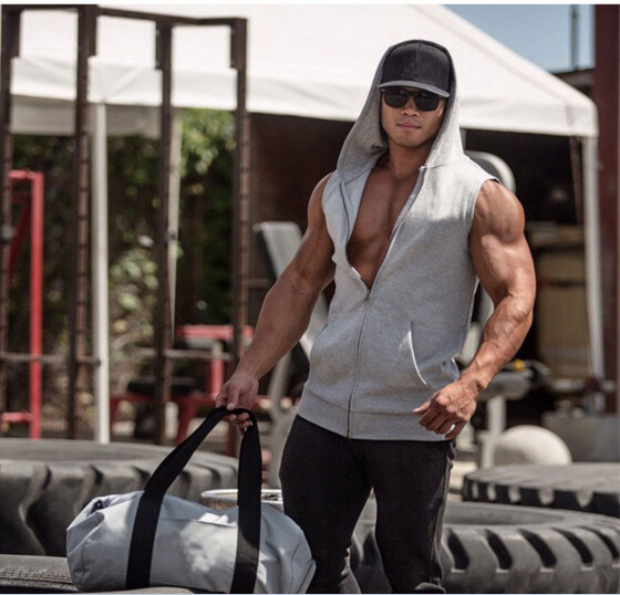 ON SALE!! Men’s Sleeveless Zipper Hoodie Hooded Workout Gym Sport Vest Tank Top