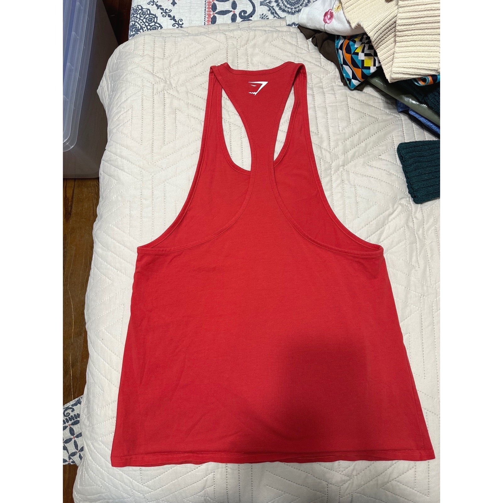 Gymshark Stringer Tank Top Mens Red Graphic Logo Racerback Muscle Tee Size M