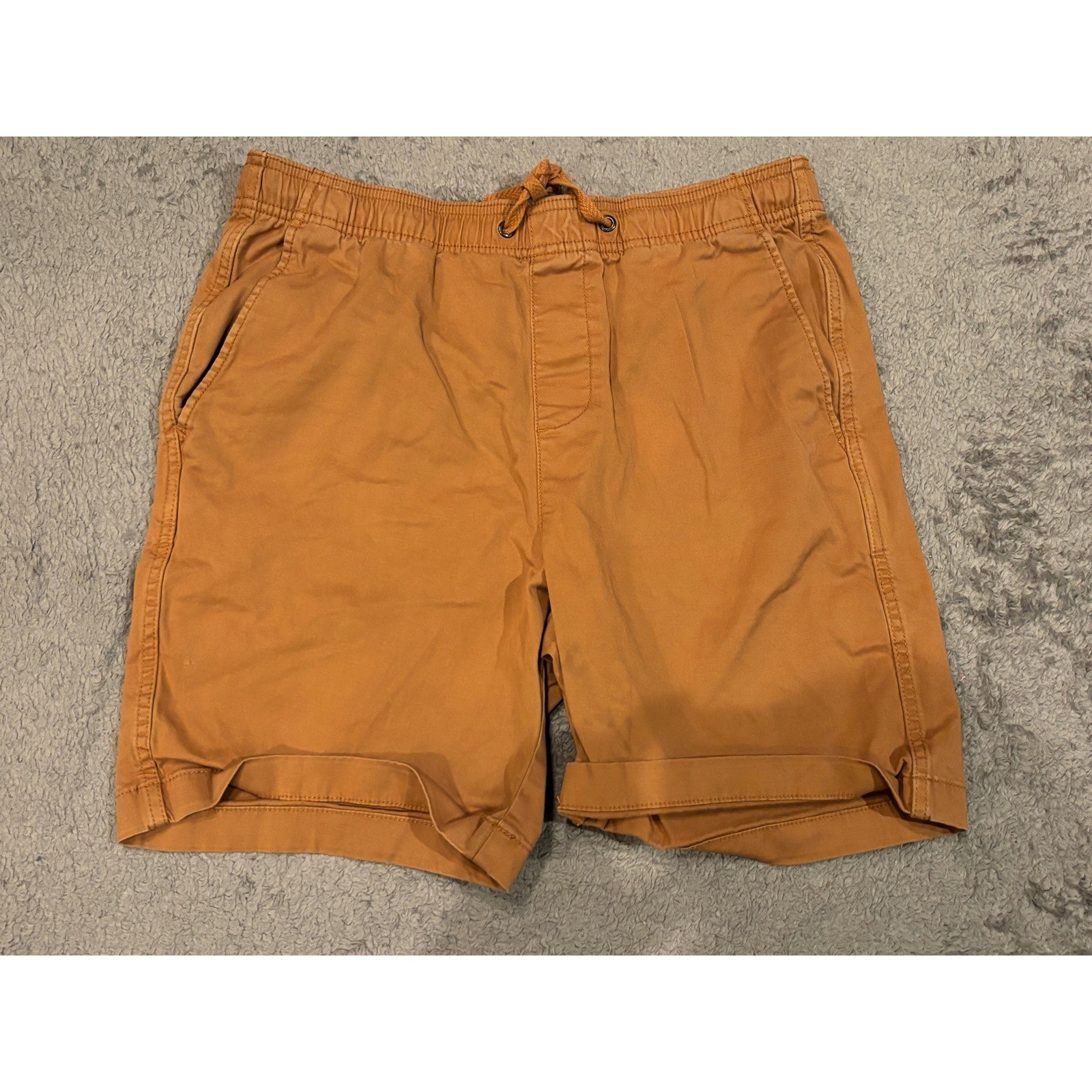 Gap Mens Pull On Shorts Small Burnt Orange Brown Cotton Stretch Drawstring 5in