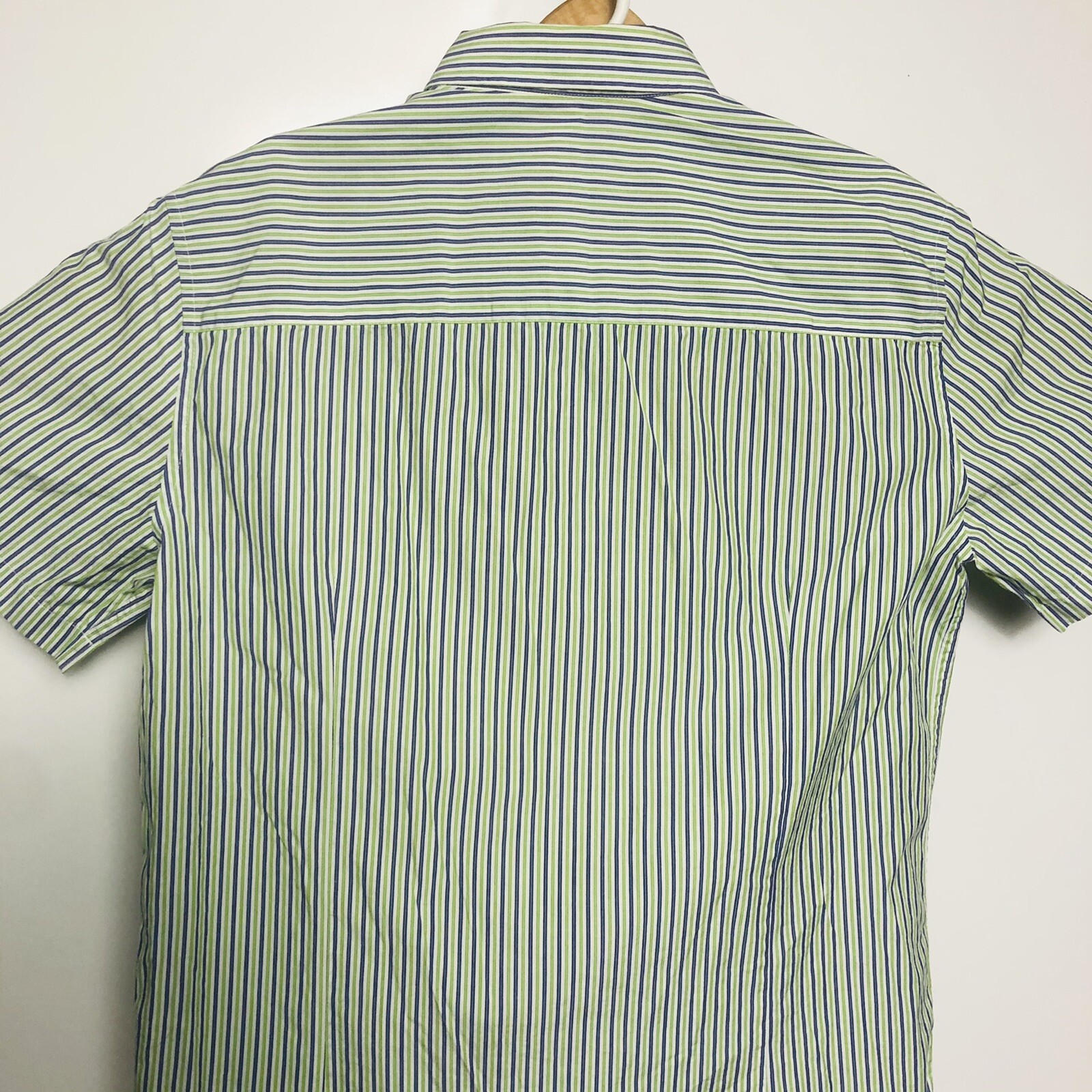 Carte Blanche White w/ Blue & Green Stripes S/S Ctn Btn Down Mens Size Small S