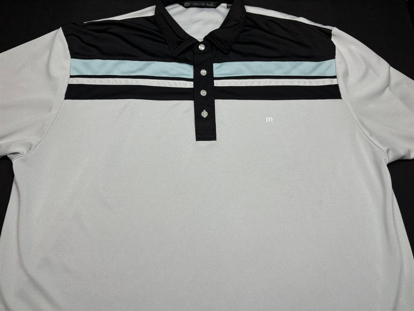 Travis Mathew Mens Button Front Short Sleeve Poly Elastaine Polo Shirt 2XL XXL