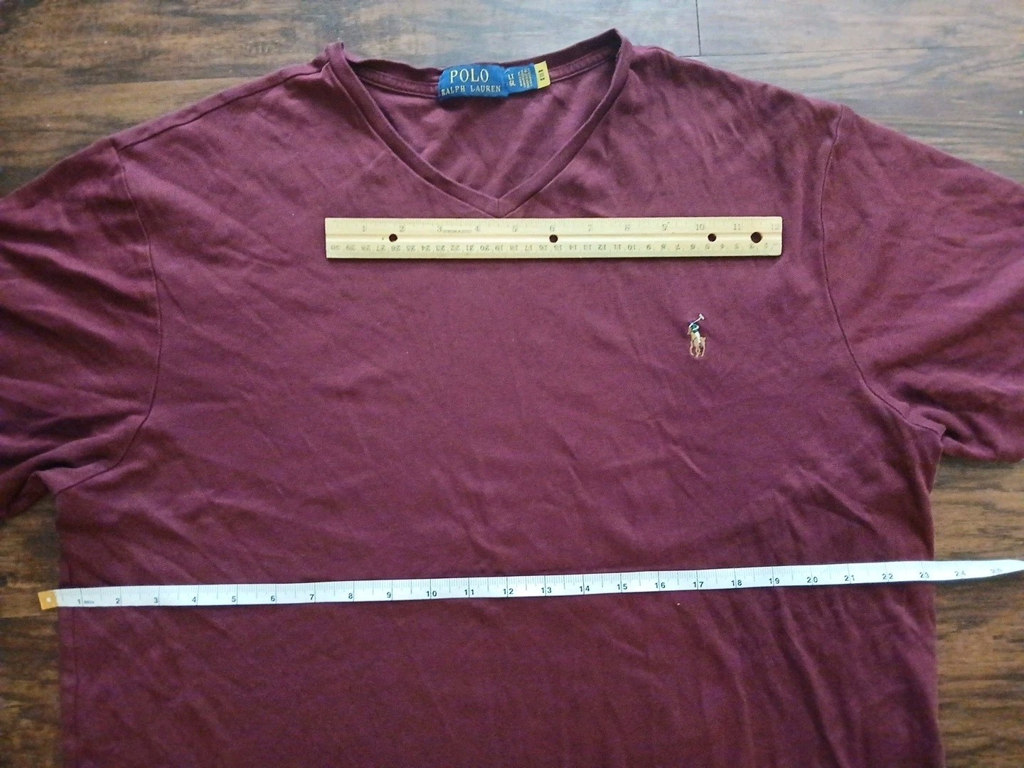 Polo Ralph Lauren Mens LT Maroon V-Neck Short Sleeve Cotton