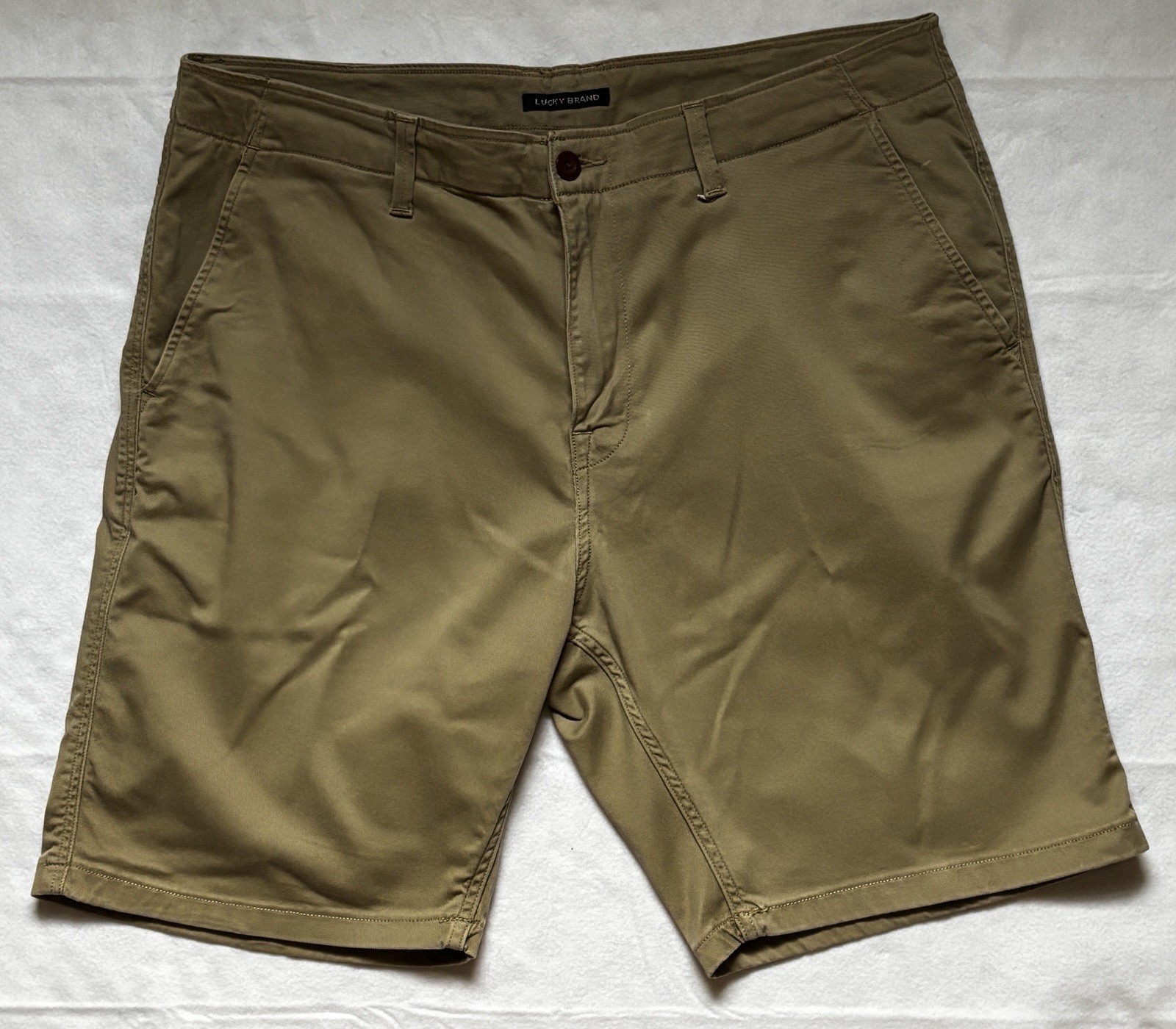Lucky Brand Saturday Stretch Shorts Mens 36 Khaki Flat Front Chino