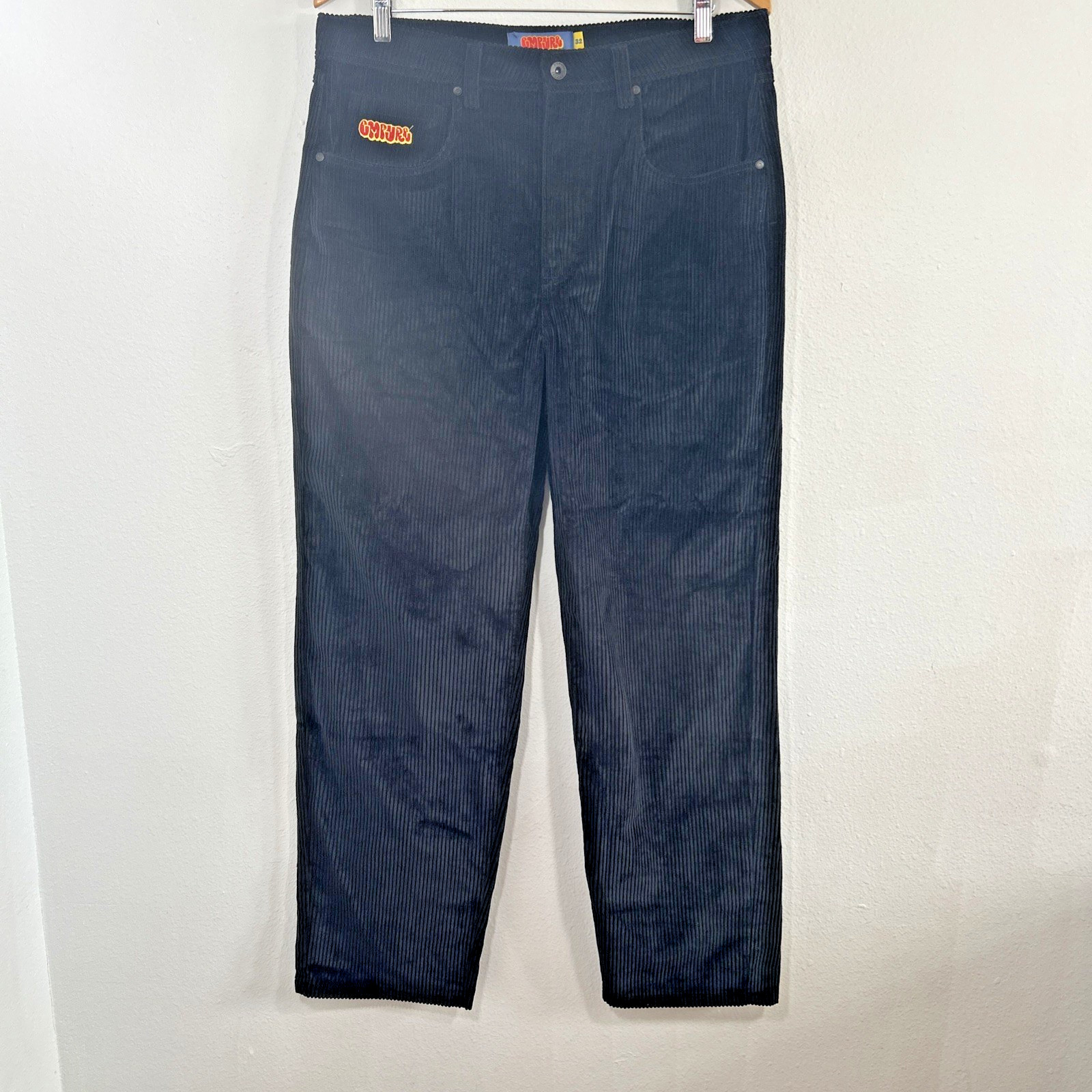 Emprye Pants Mens 32 Black Corduroy Logo Indie Sleaze Y2K 90s