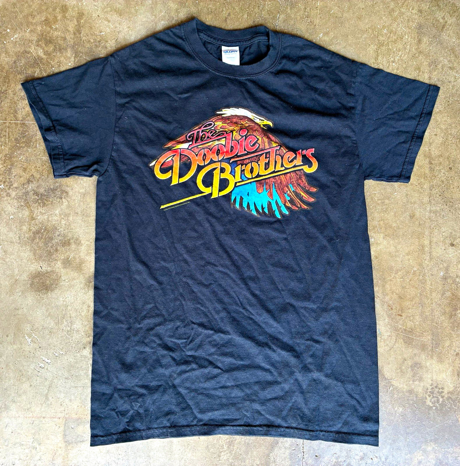 Doobie Brothers 2016 Graphic Black Crew Neck T-Shirt Small 17×25