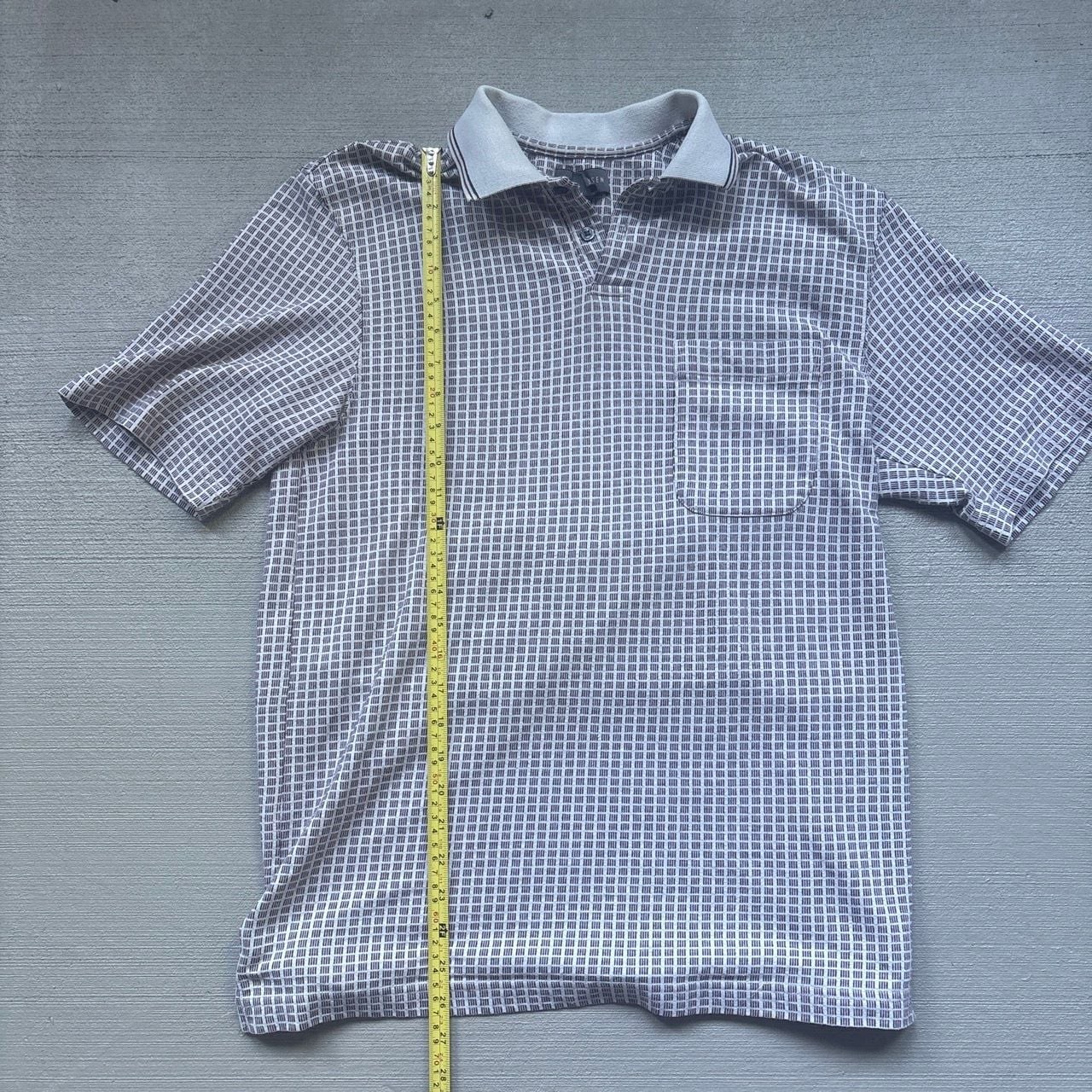 Van Heusen Men’s Short Sleeve Geometric Print Polo Shirt with Chest Pocket