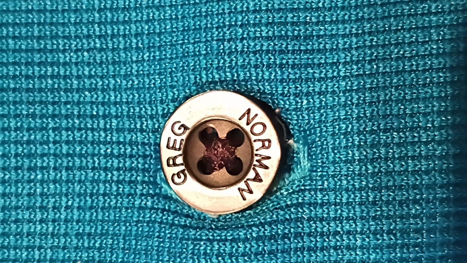 Greg Norman Mens Polo Shirt Turquoise Blue XL Polyester Tiny Spec Flaw, Golf