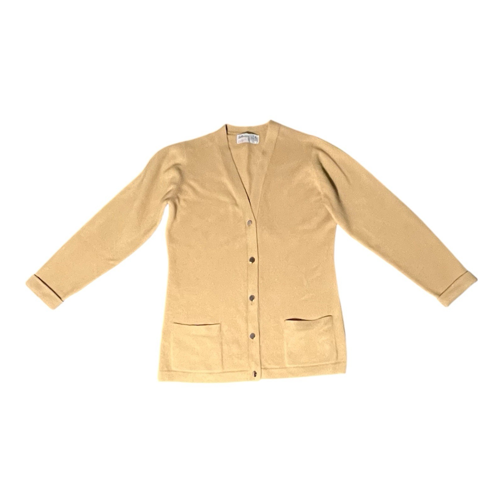 VTG Ballantyne Cardigan Sweater Men’s Size 38 Beige Cashmere Scotland