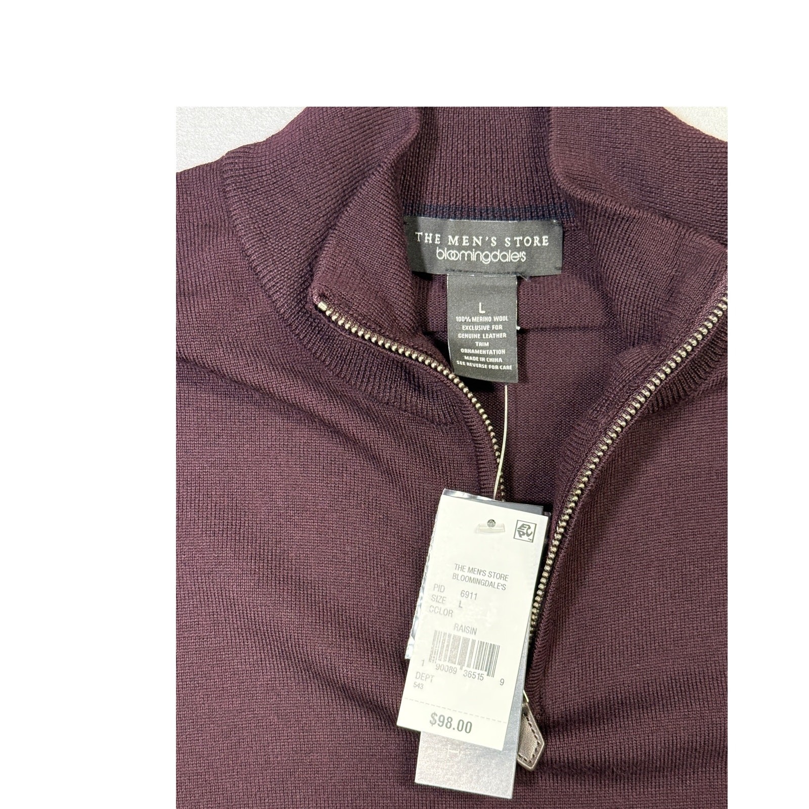 The Men’s Store at Bloomingdale’s Quarter-Zip Merino Sweater raisin large $98