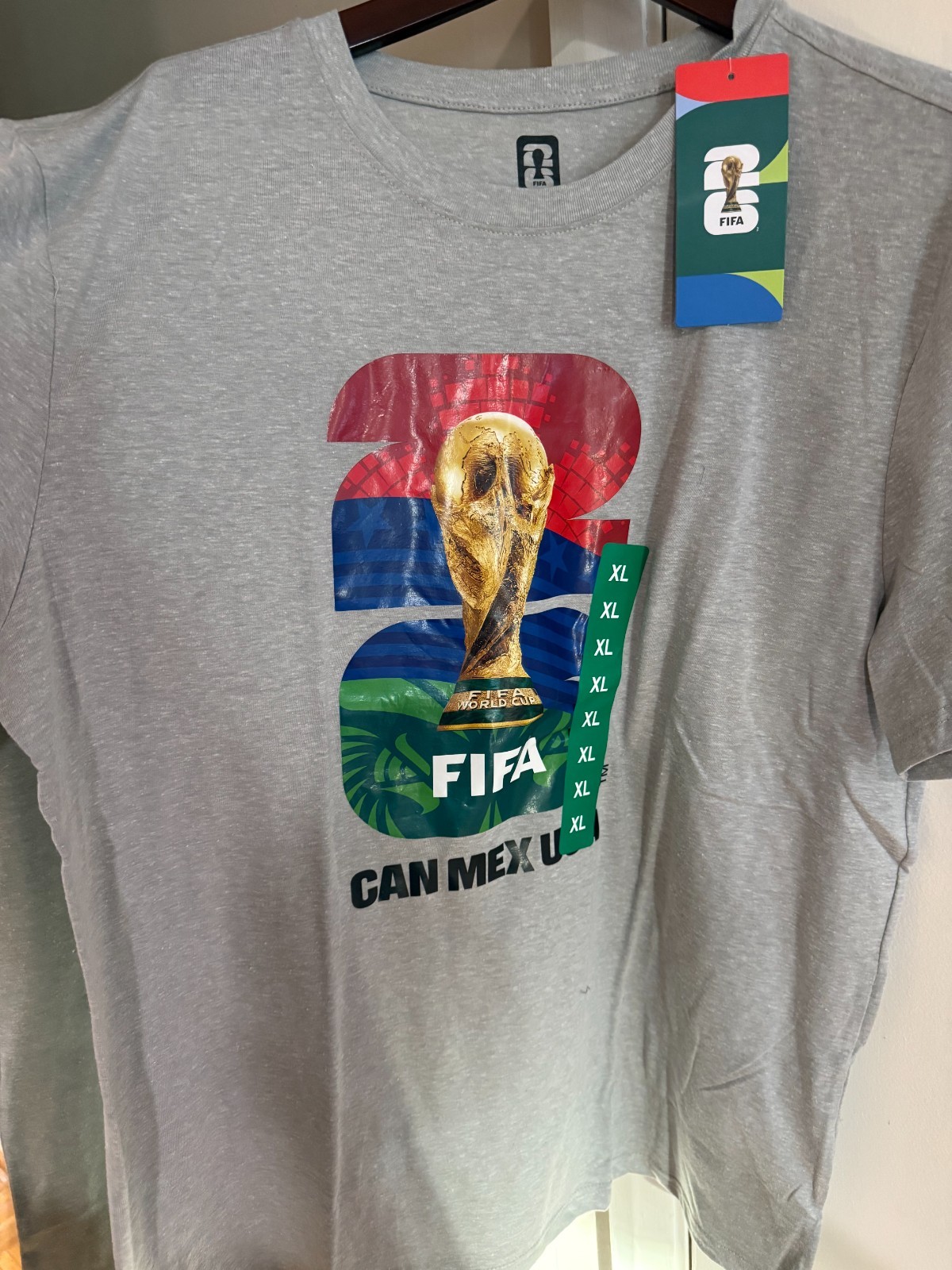 FIFA Official Licensed World Cup T Shirt XL Gray BRAND NEW WITH TAGS!!!!!