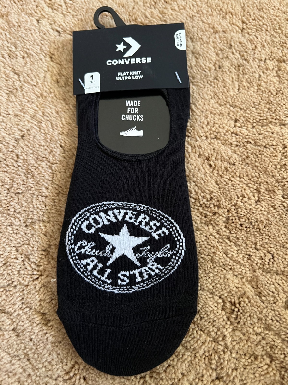 CONVERSE Men Made For Chucks Flat Knit Ultra Low Size 9-10.5 Black 1 Pair