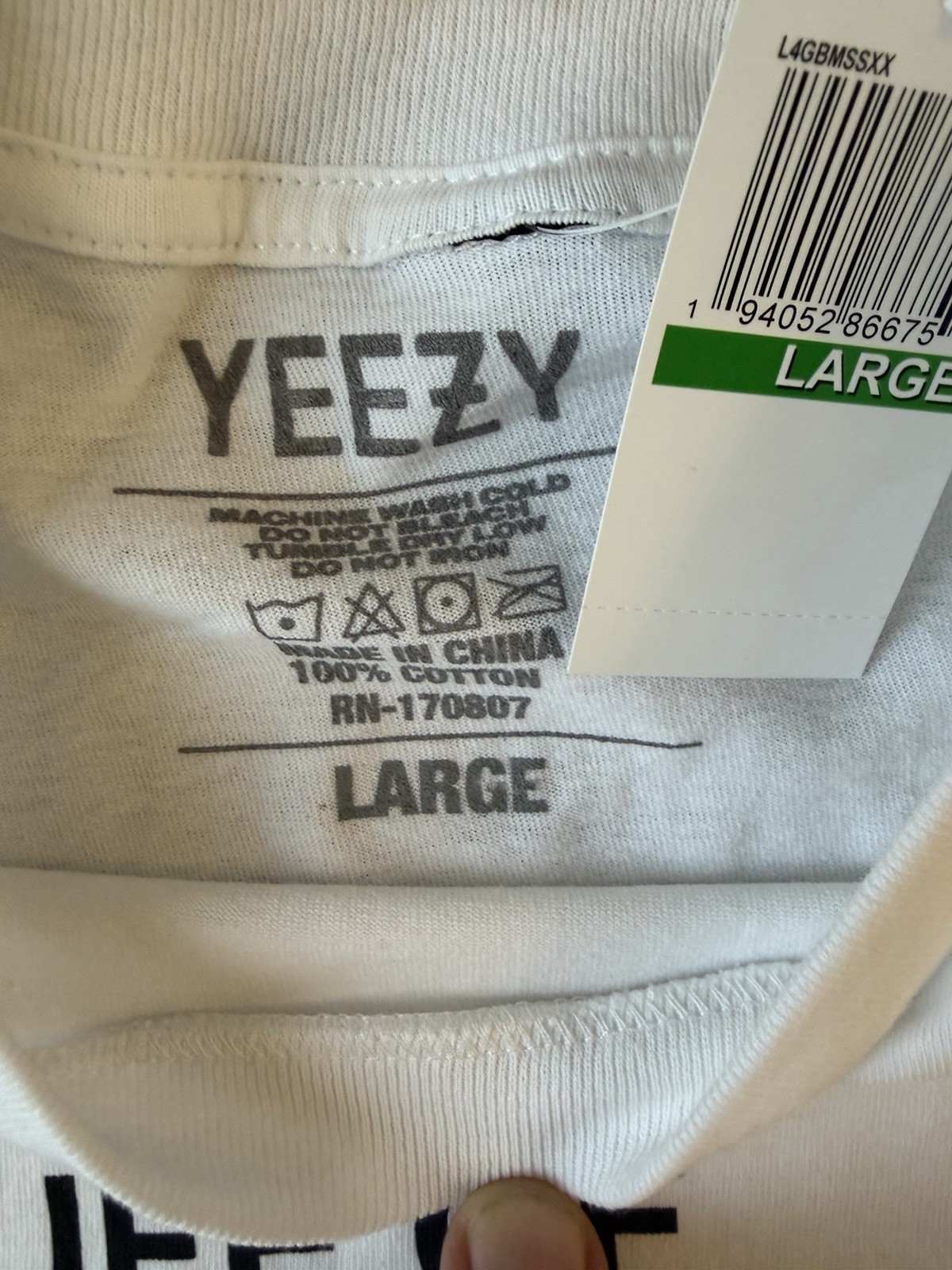 YE Yeezy Kanye West White Tshirt NEW Life of Pablo Adult Size L LARGE NWT