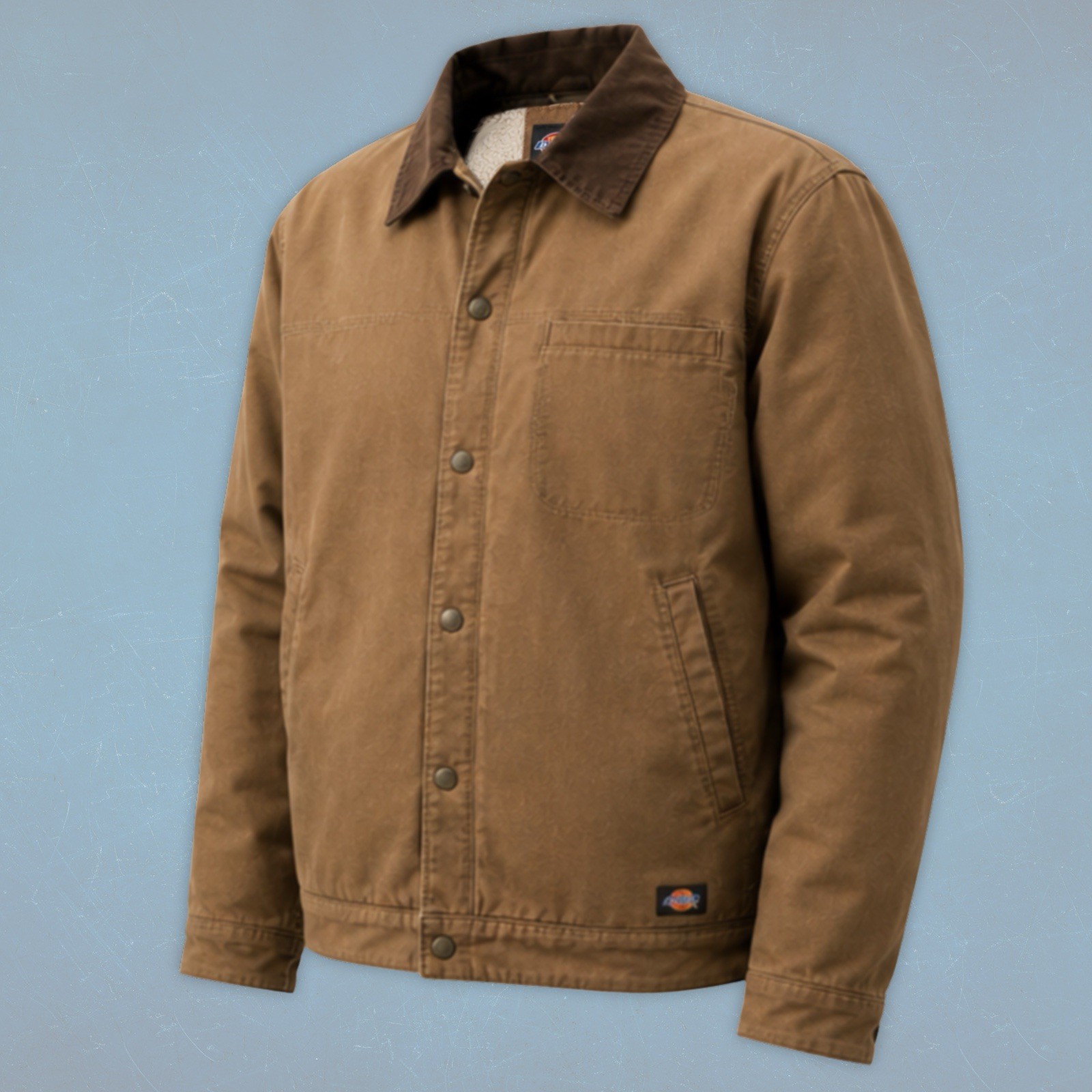 Dickies Sherpa Lined Duck Canvas Chore Jacket Brown 2XL Workwear Coat